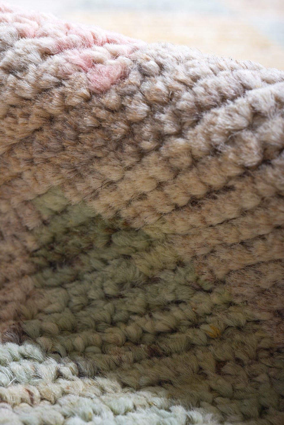 9' x 12' one-of-a-kind handmade vintage Tulu large size rug. Color palette: black, brown, gainsboro, gray, light blue