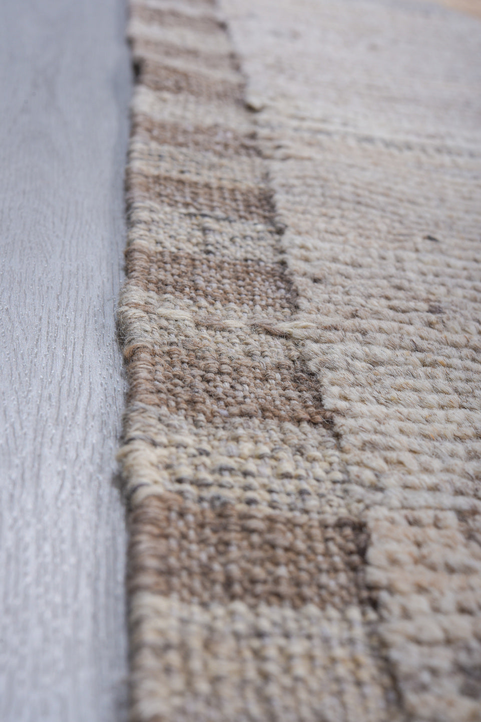 9' x 12' one-of-a-kind handmade vintage Tulu large size rug. Color palette: gray, ivory, sky blue, turquoise, coral, sand