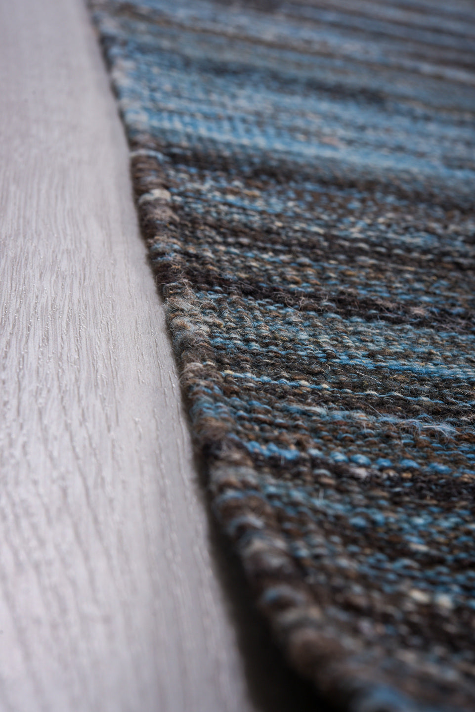 10' x 14' one-of-a-kind handmade vintage Kilim large size rug. Color palette: blue, charcoal, slate, ivory, gray, black