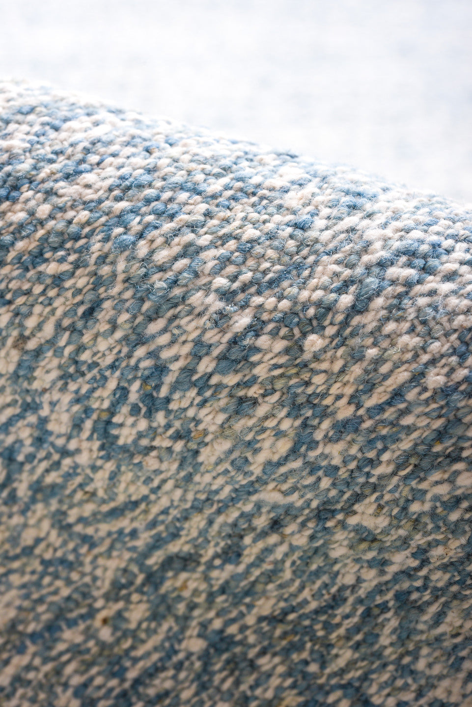 8' x 12' one-of-a-kind handmade vintage Kilim large size rug. Color palette: sky blue, powder blue, ivory, light blue