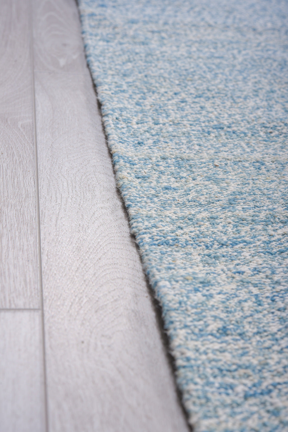 8' x 12' one-of-a-kind handmade vintage Kilim large size rug. Color palette: sky blue, powder blue, ivory, light blue