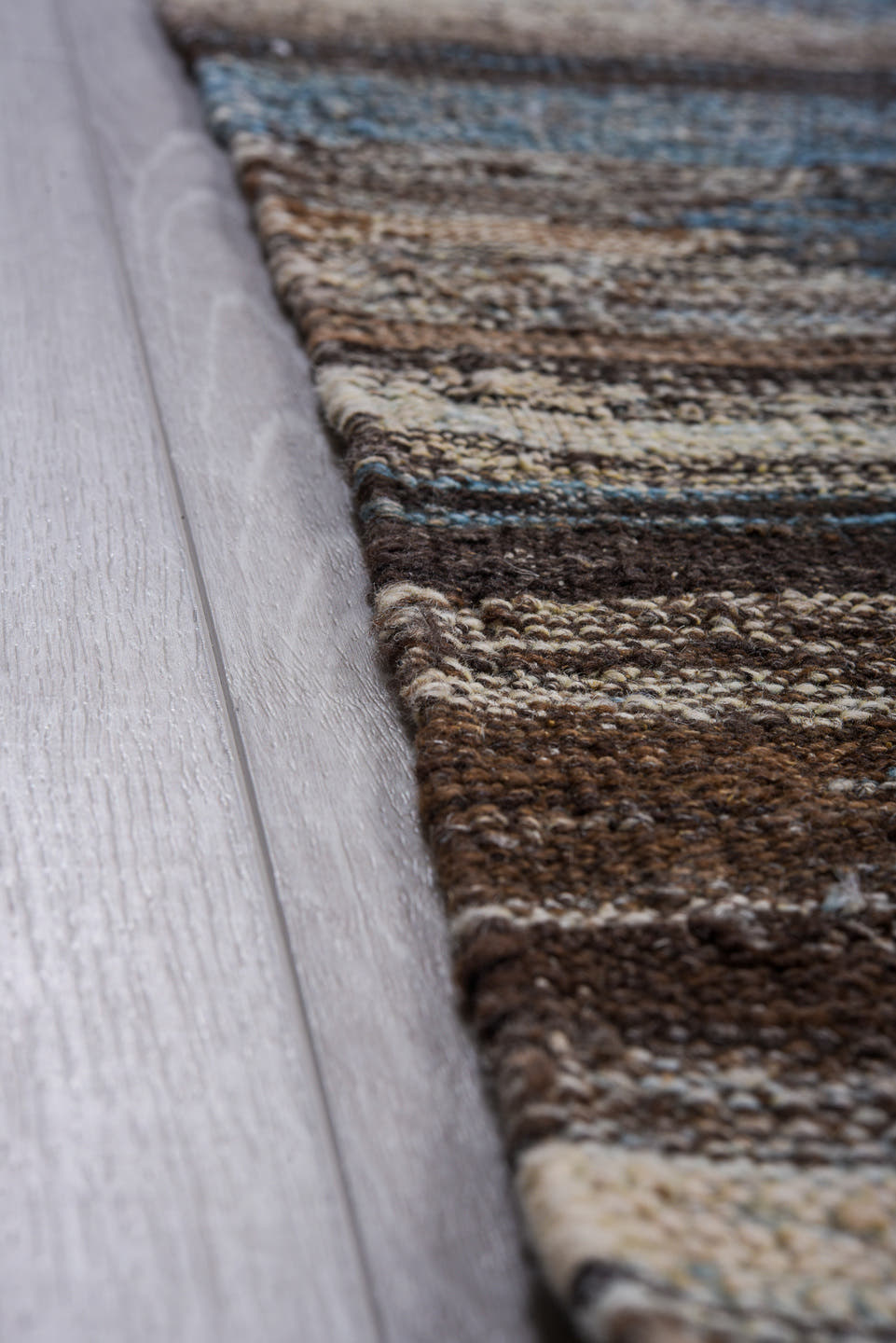 8' x 12' one-of-a-kind handmade vintage Kilim large size rug. Color palette: blue, taupe, ivory, charcoal, gray, beige