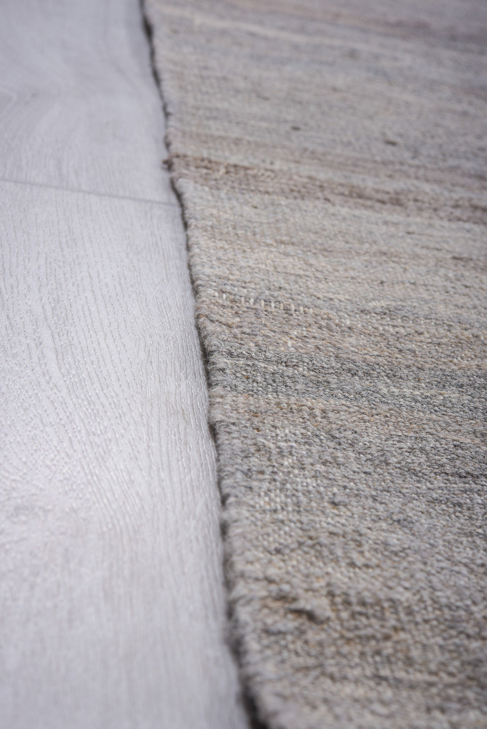 9' x 12' one-of-a-kind handmade vintage Kilim large size rug. Color palette: light gray, ivory, slate, silver, taupe, gray