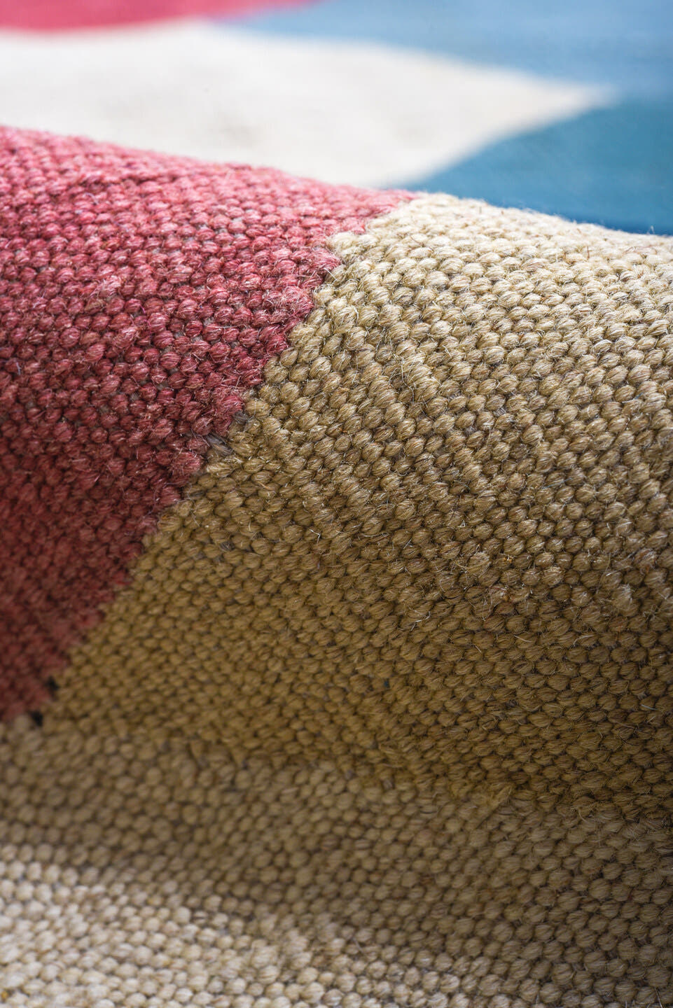 10' x 14' one-of-a-kind handmade vintage Kilim large size rug. Color palette: ivory, sky blue, teal, coral, navy, cream