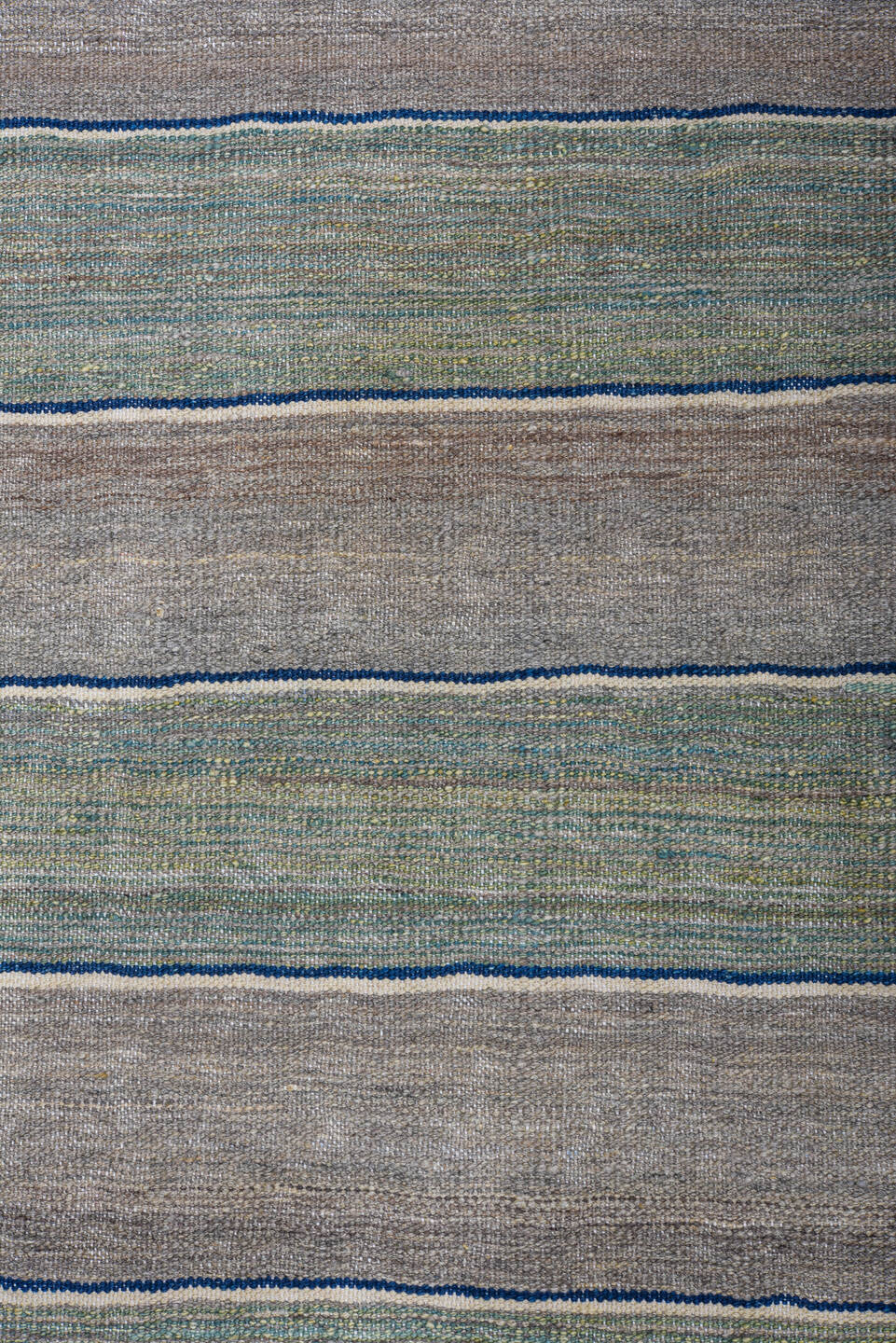 8' x 11' one-of-a-kind handmade vintage Kilim large size rug. Color palette: taupe, sage, slate, ivory, beige, gray, green
