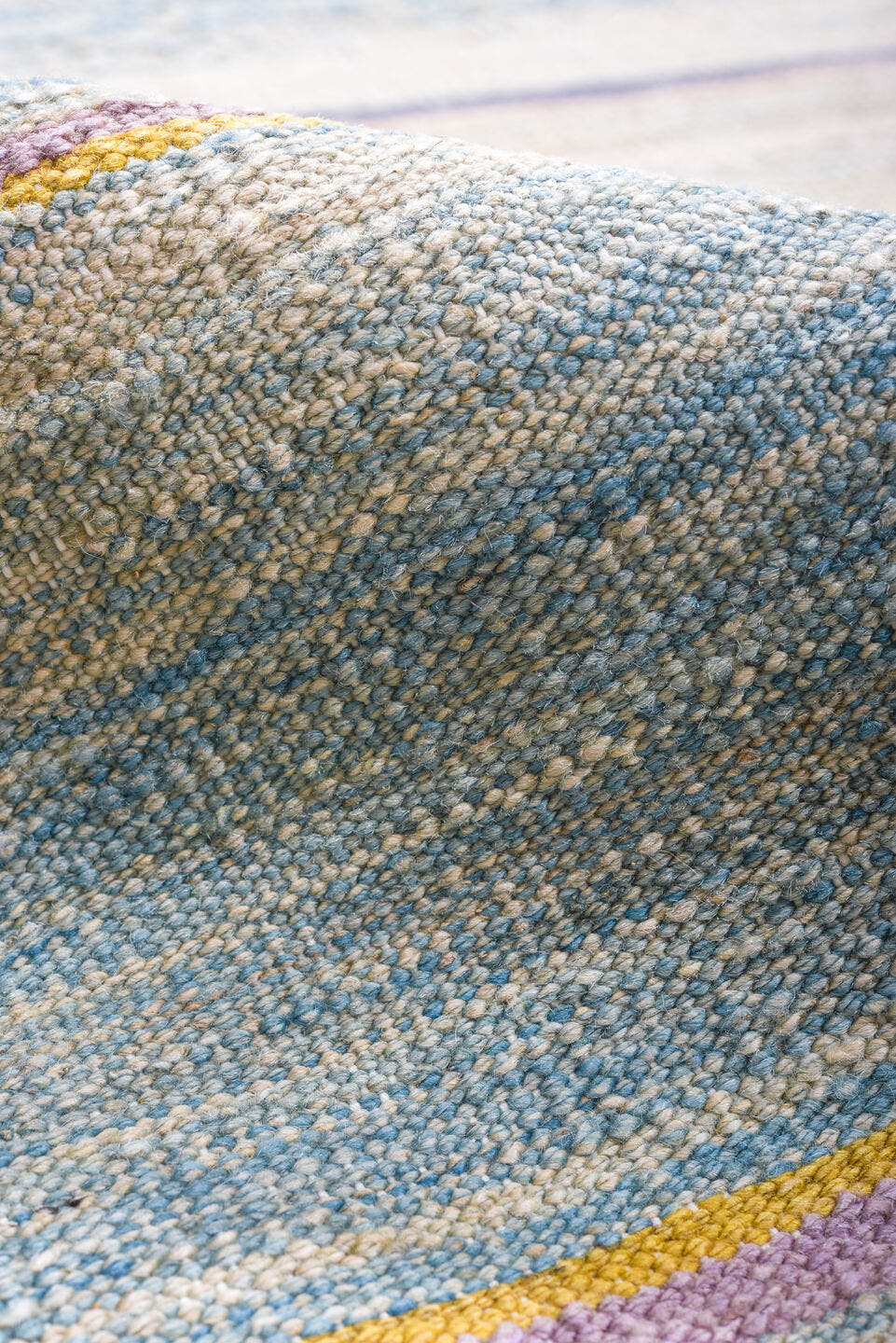 8' x 11' one-of-a-kind handmade vintage Kilim large size rug. Color palette: ivory, pale blue, sky blue, taupe, rust, rose