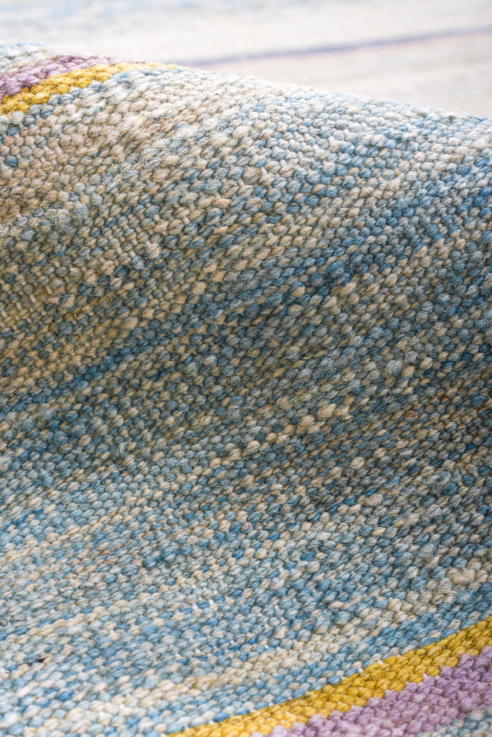 8' x 11' one-of-a-kind handmade vintage Kilim large size rug. Color palette: ivory, pale blue, sky blue, taupe, rust, rose
