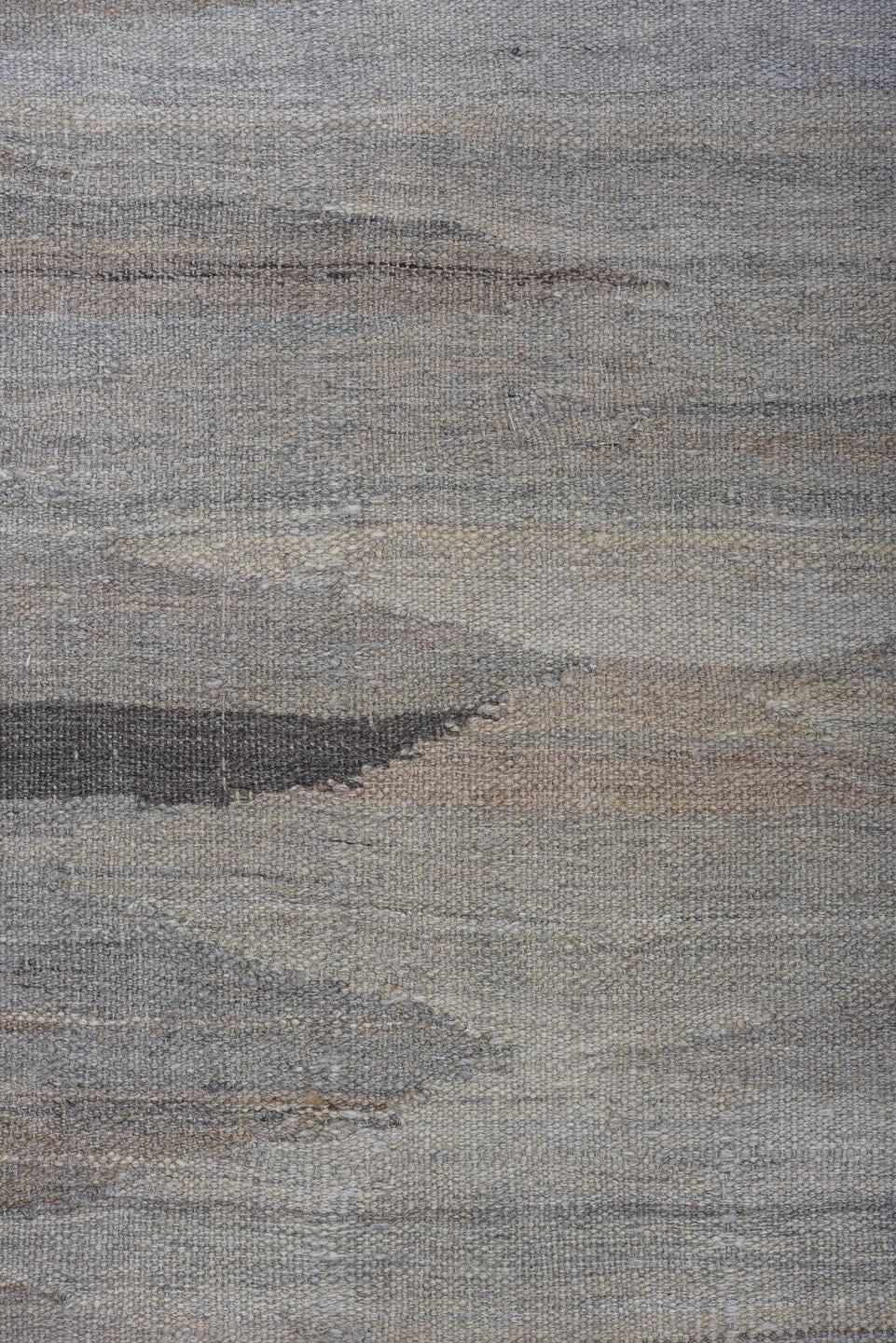8' x 12' one-of-a-kind handmade vintage Kilim large size rug. Color palette: gray, ivory, taupe, charcoal, greige, beige