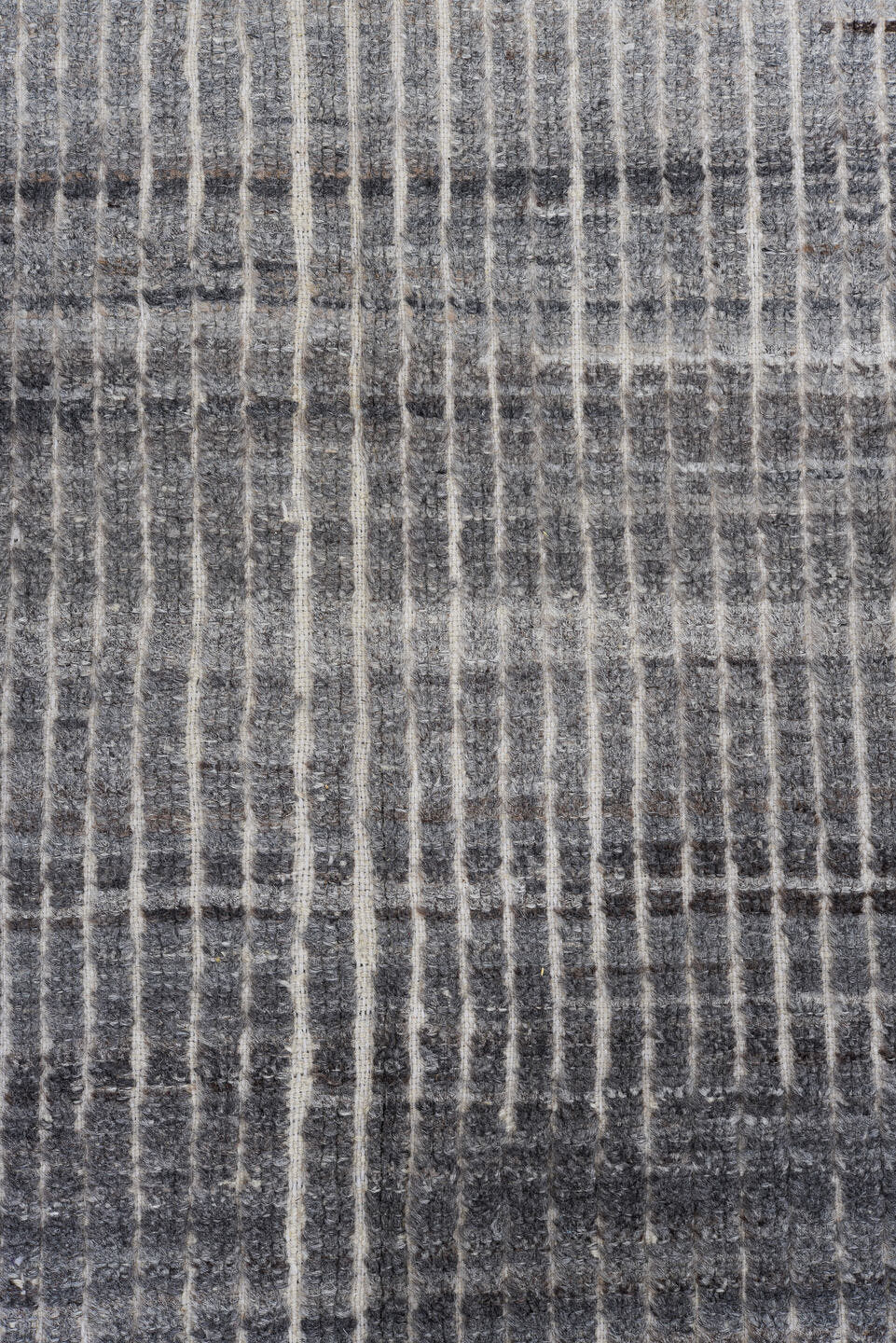 5' x 9' one-of-a-kind handmade vintage Tulu medium size rug. Color palette: gray, charcoal, taupe, ivory, greige, brown