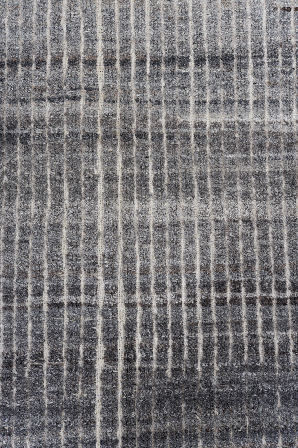 5' x 9' one-of-a-kind handmade vintage Tulu medium size rug. Color palette: gray, charcoal, taupe, ivory, greige, brown