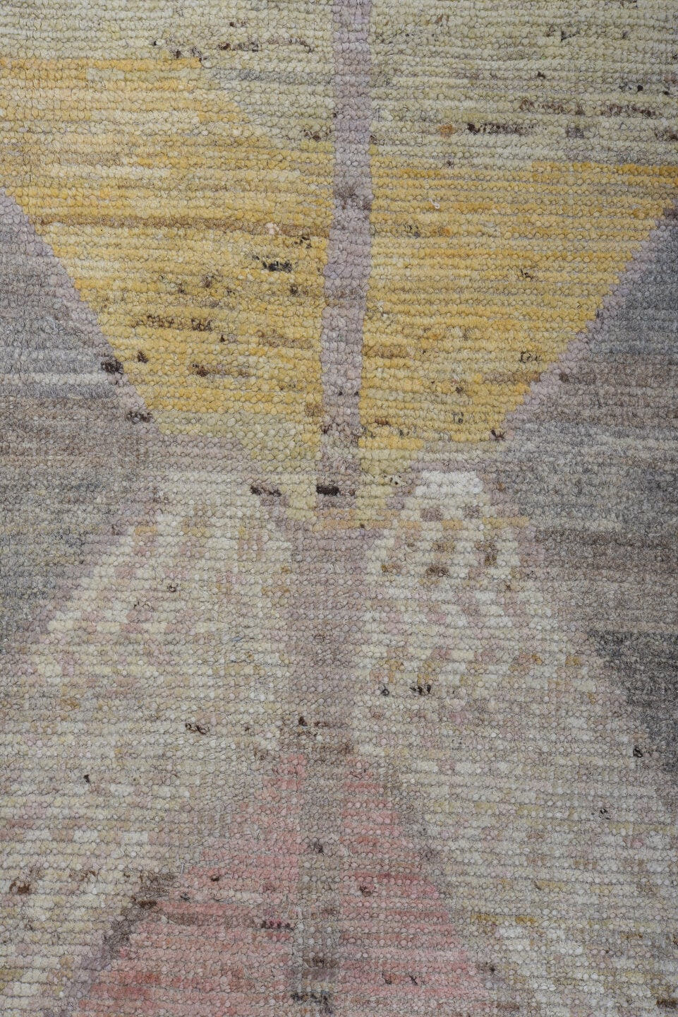 10' x 13' one-of-a-kind handmade vintage Tulu large size rug. Color palette: gray, ivory, blush, faded coral, pale blue