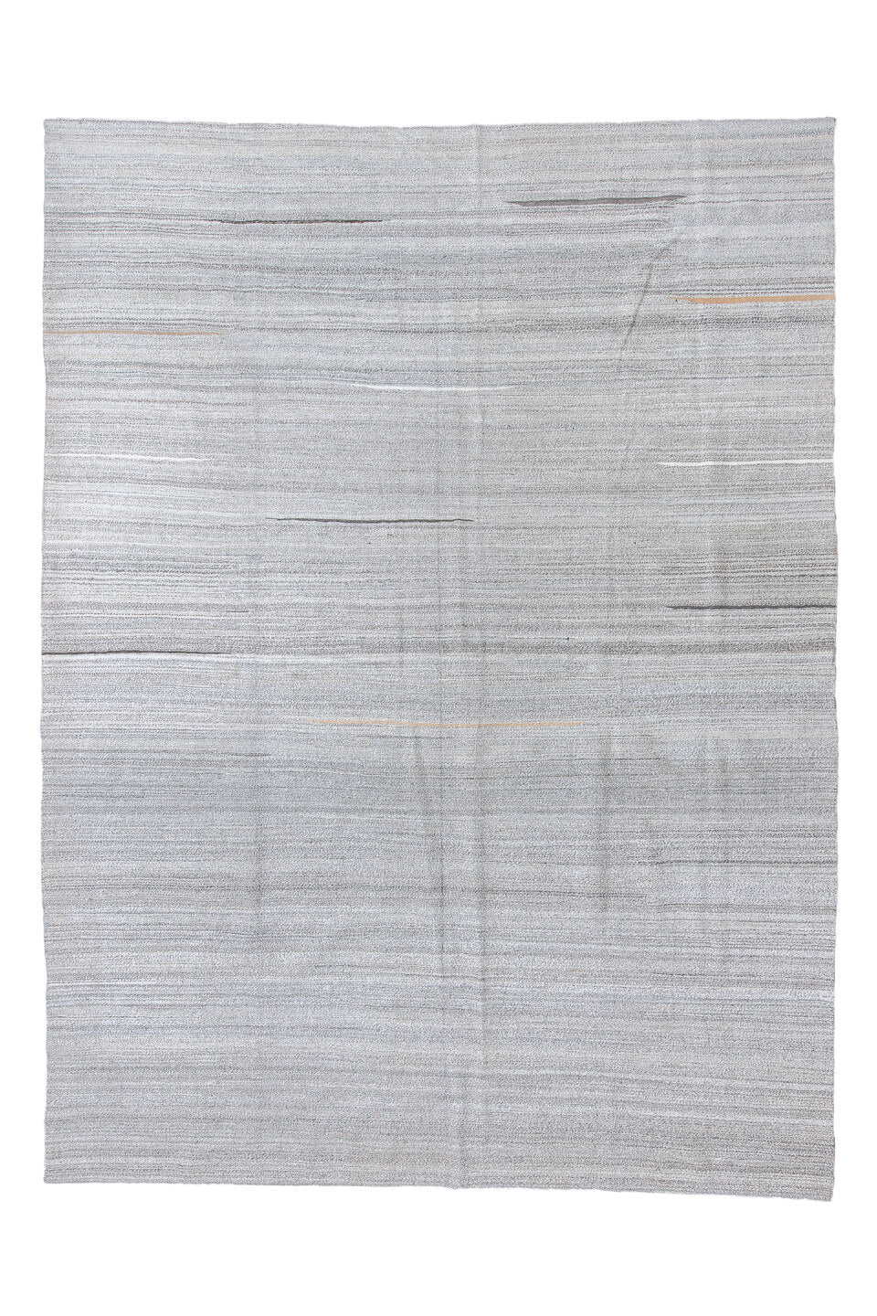 8' x 11' one-of-a-kind handmade vintage Kilim large size rug. Color palette: dark gray, gainsboro, gray, light gray
