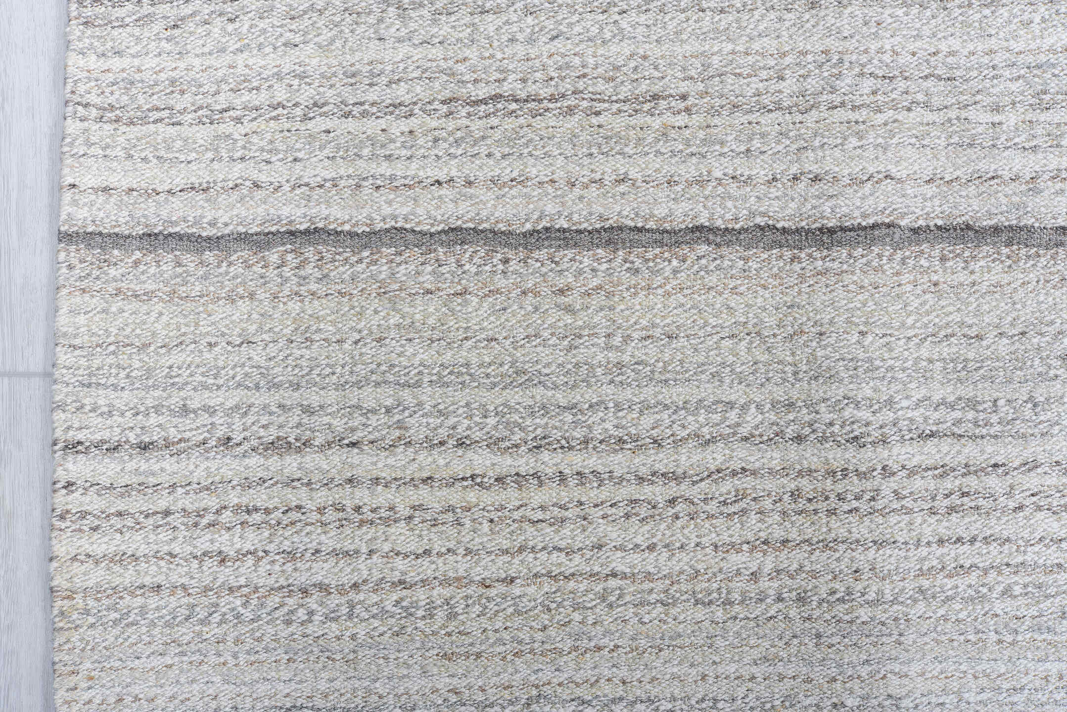 8' x 11' one-of-a-kind handmade vintage Kilim large size rug. Color palette: light gray, ivory, charcoal, beige, taupe, gray