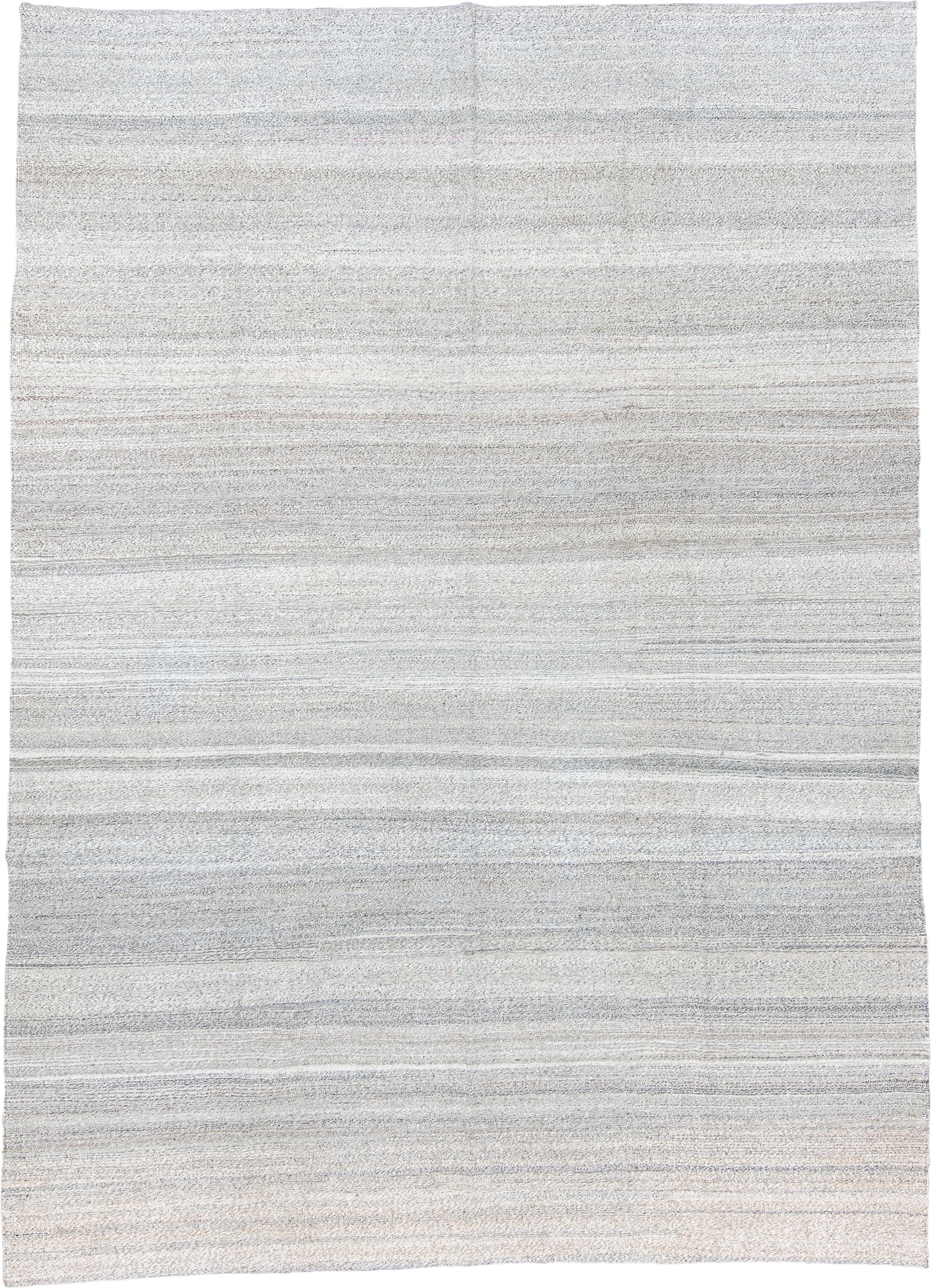 9' x 12' one-of-a-kind handmade vintage Kilim large size rug. Color palette: ivory, light gray, cream, taupe, beige, gray