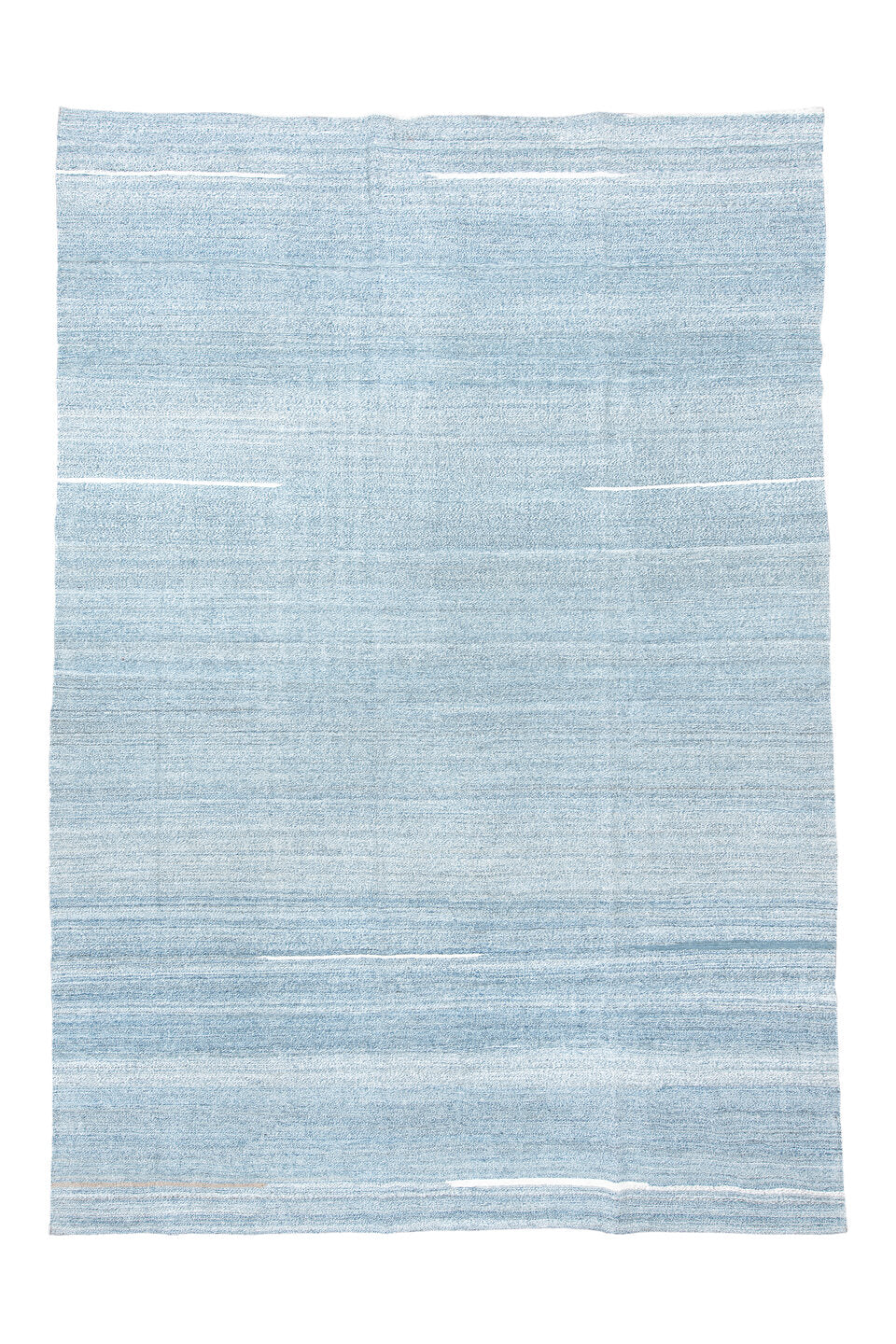 9' x 12' one-of-a-kind handmade vintage Kilim large size rug. Color palette: black, blue, charcoal, dark gray, dim gray