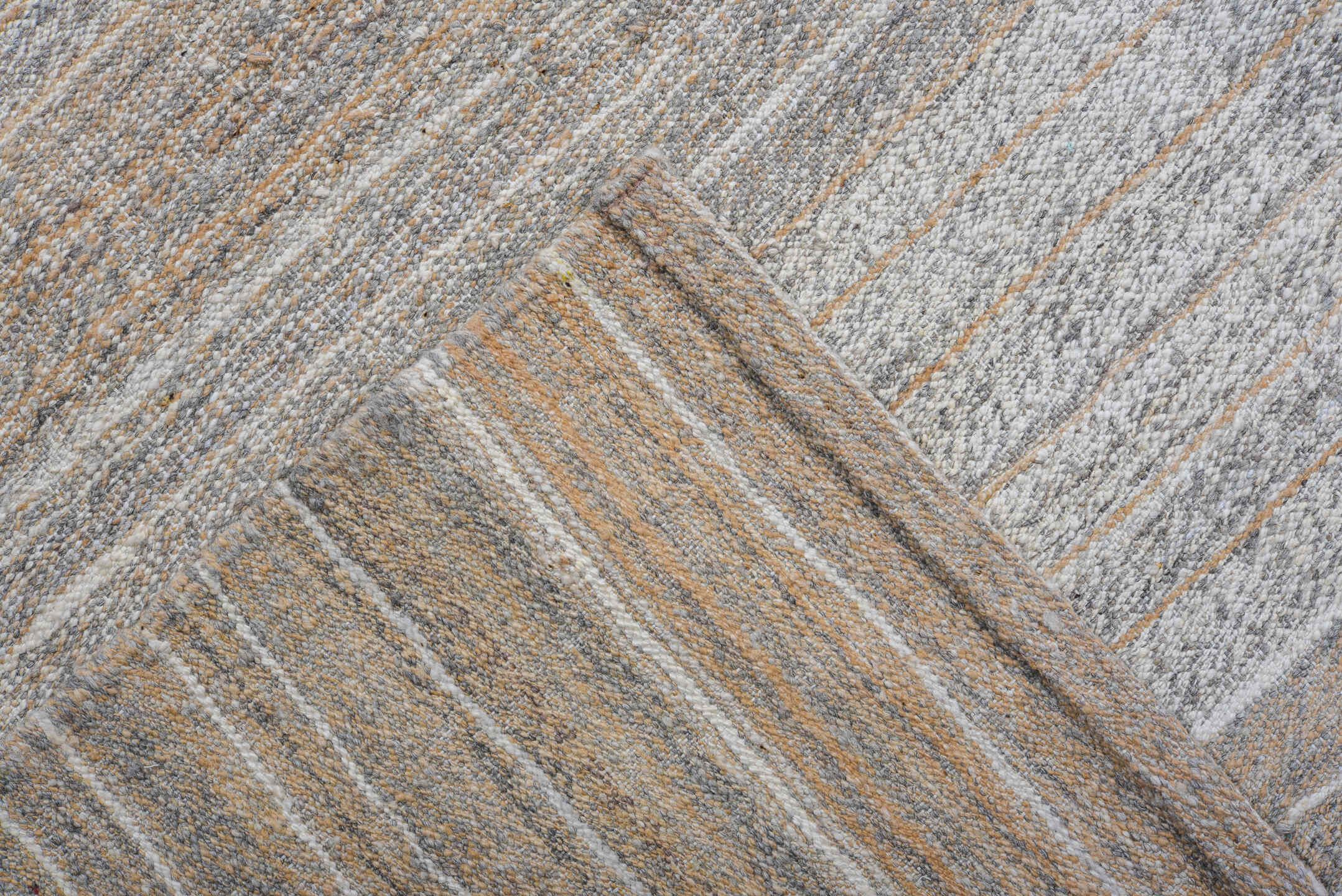 9' x 12' one-of-a-kind handmade vintage Kilim large size rug. Color palette: ivory, beige, taupe, light_gray, cream, gray