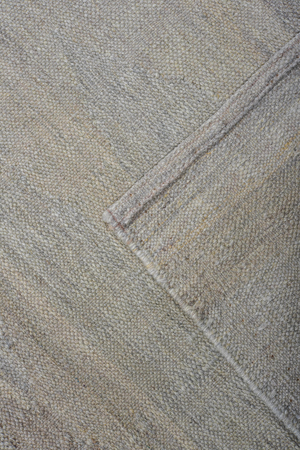 8' x 12' one-of-a-kind handmade vintage Kilim large size rug. Color palette: gray, ivory, taupe, beige, greige, brown