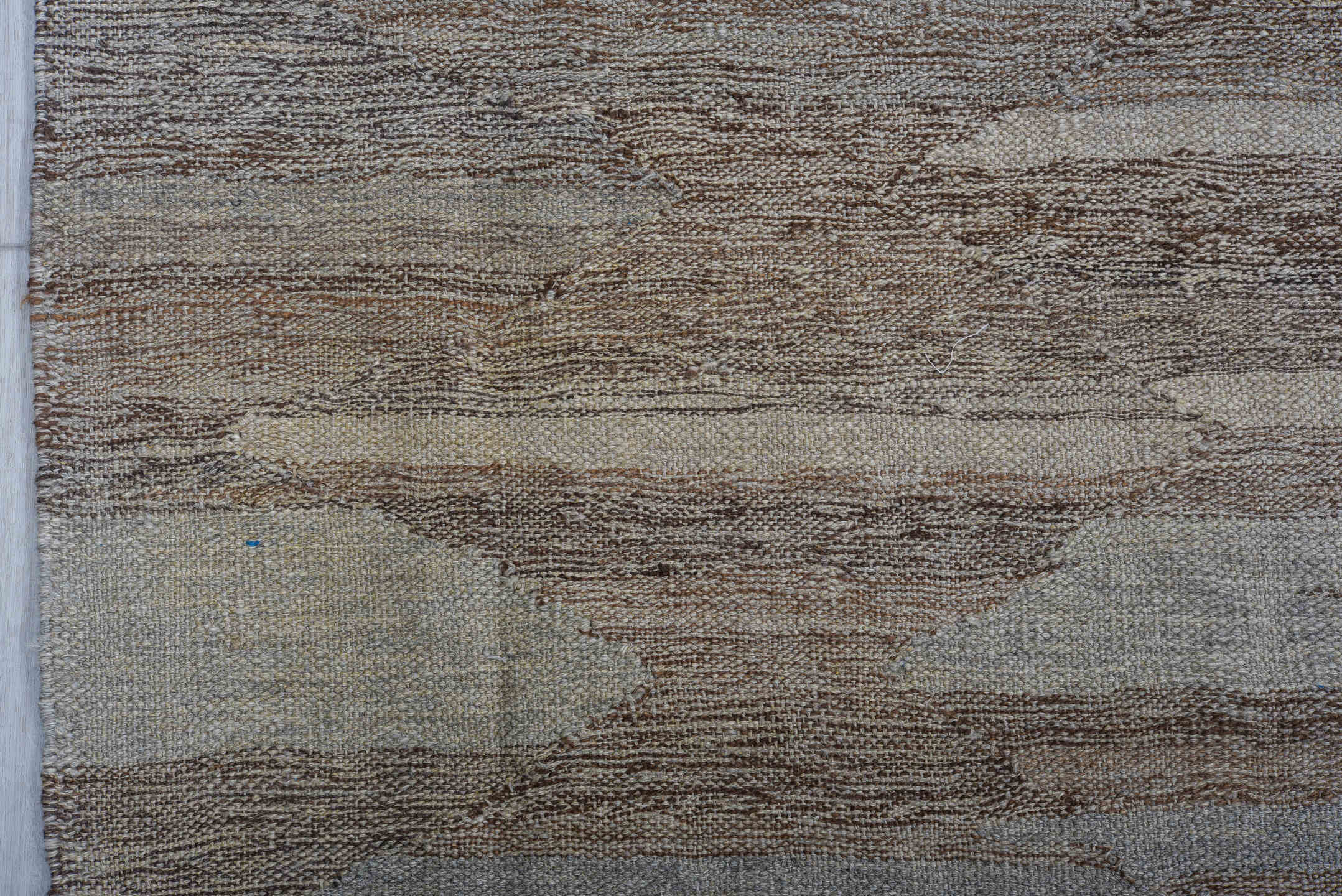 8' x 12' one-of-a-kind handmade vintage Kilim large size rug. Color palette: taupe, ivory, gray, cream, greige, beige