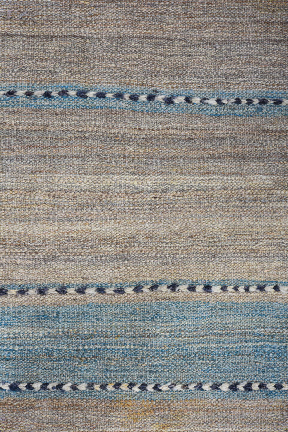 9' x 11' one-of-a-kind handmade vintage Kilim large size rug. Color palette: black, blue, charcoal, dark gray, dim gray