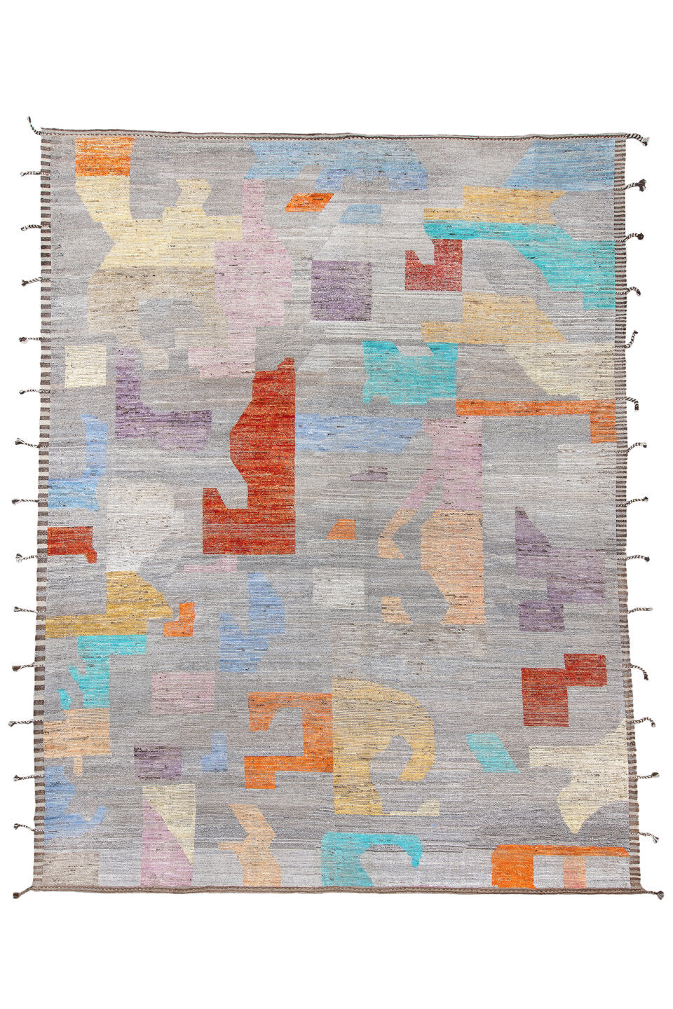 6' x 8' one-of-a-kind handmade vintage Tulu medium size rug. Color palette: blue, brown, dim gray, gainsboro, gray