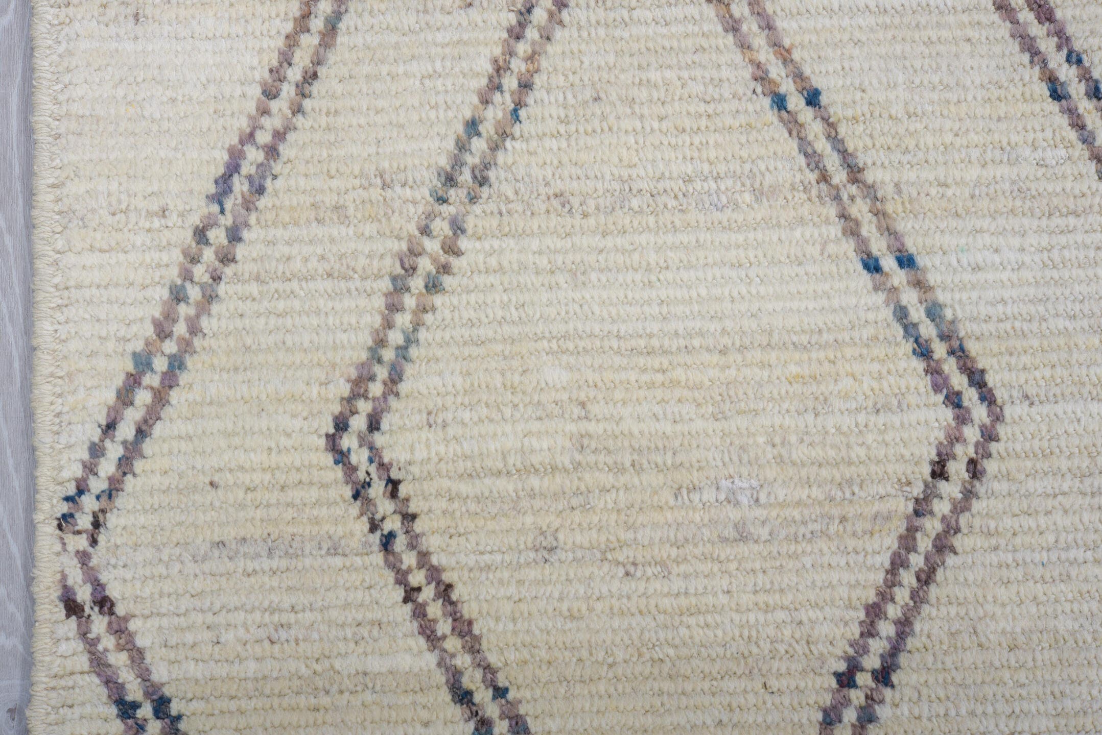 9' x 11' one-of-a-kind handmade vintage Tulu large size rug. Color palette: ivory, charcoal, taupe, slate, brown, gray