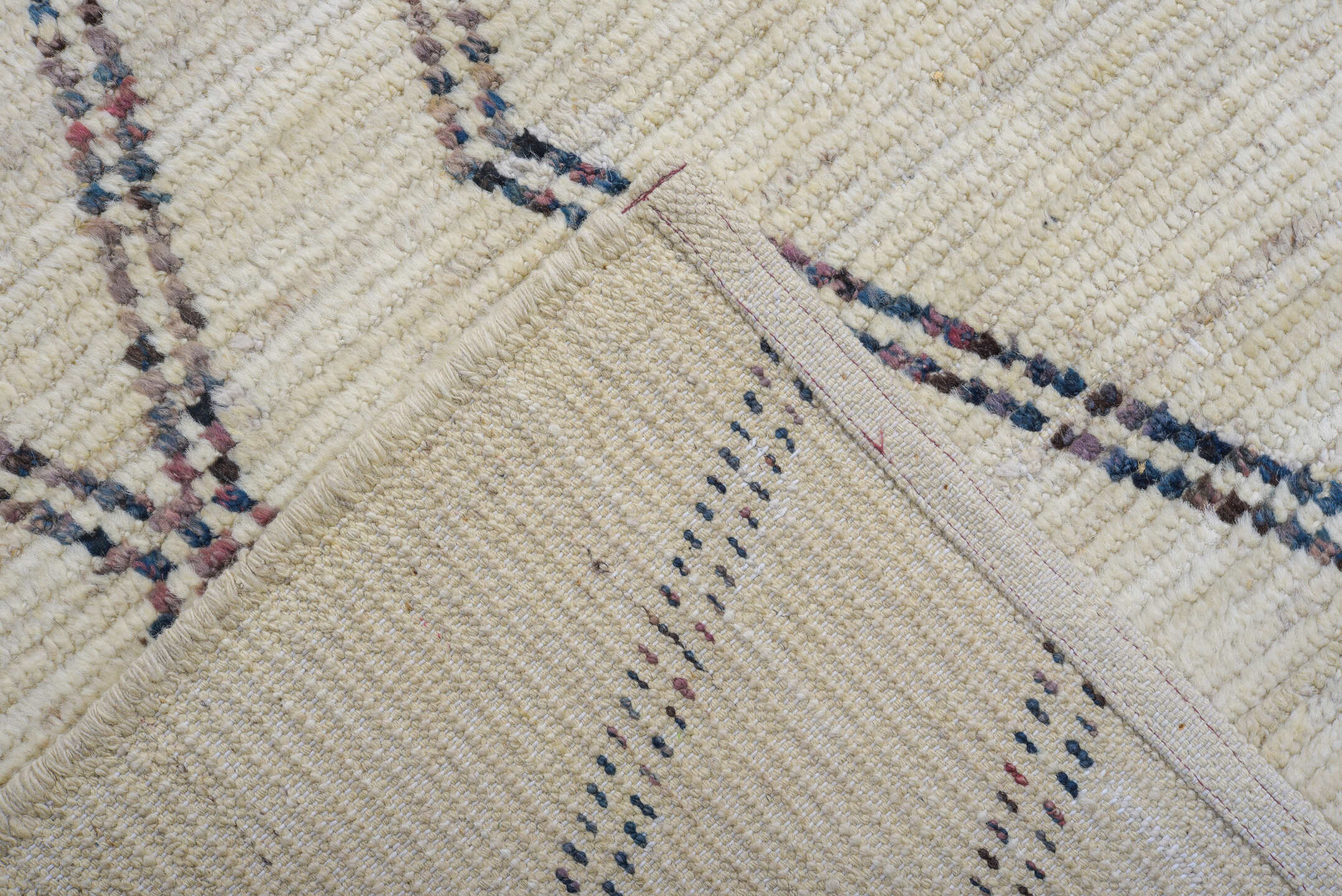 9' x 11' one-of-a-kind handmade vintage Tulu large size rug. Color palette: ivory, charcoal, taupe, slate, brown, gray
