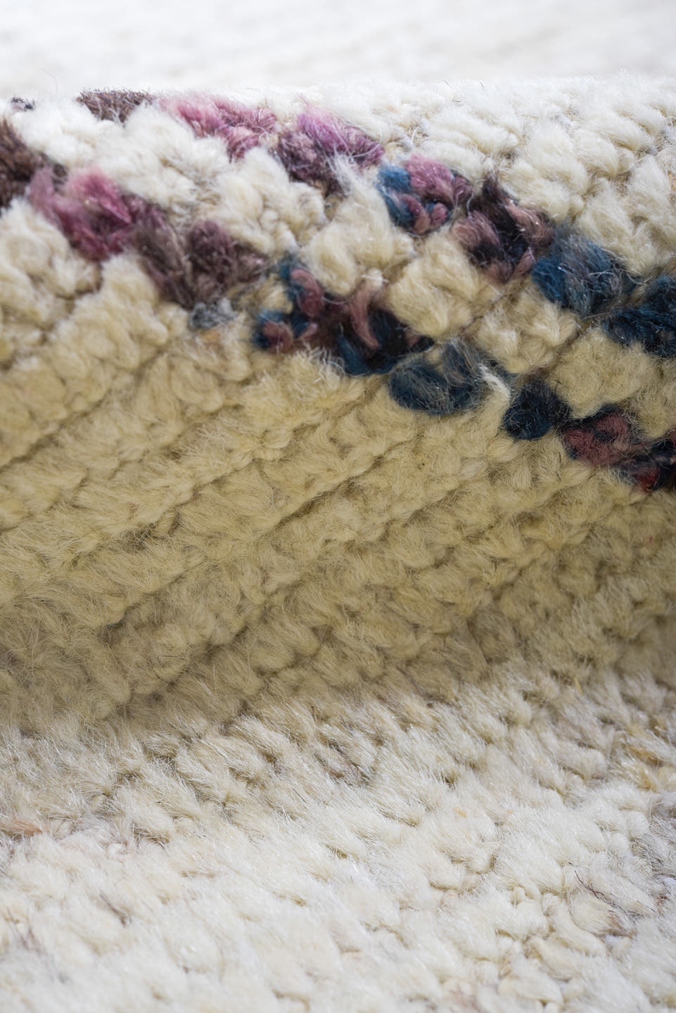 9' x 11' one-of-a-kind handmade vintage Tulu large size rug. Color palette: ivory, charcoal, taupe, slate, brown, gray