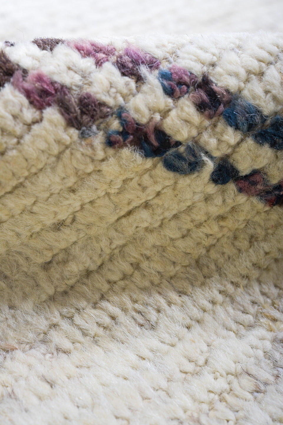 9' x 11' one-of-a-kind handmade vintage Tulu large size rug. Color palette: ivory, charcoal, taupe, slate, brown, gray