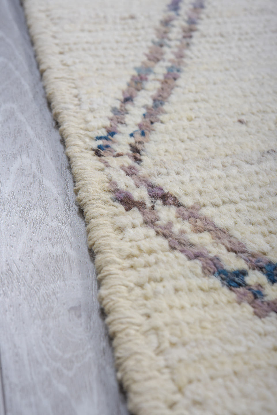 9' x 11' one-of-a-kind handmade vintage Tulu large size rug. Color palette: ivory, charcoal, taupe, slate, brown, gray