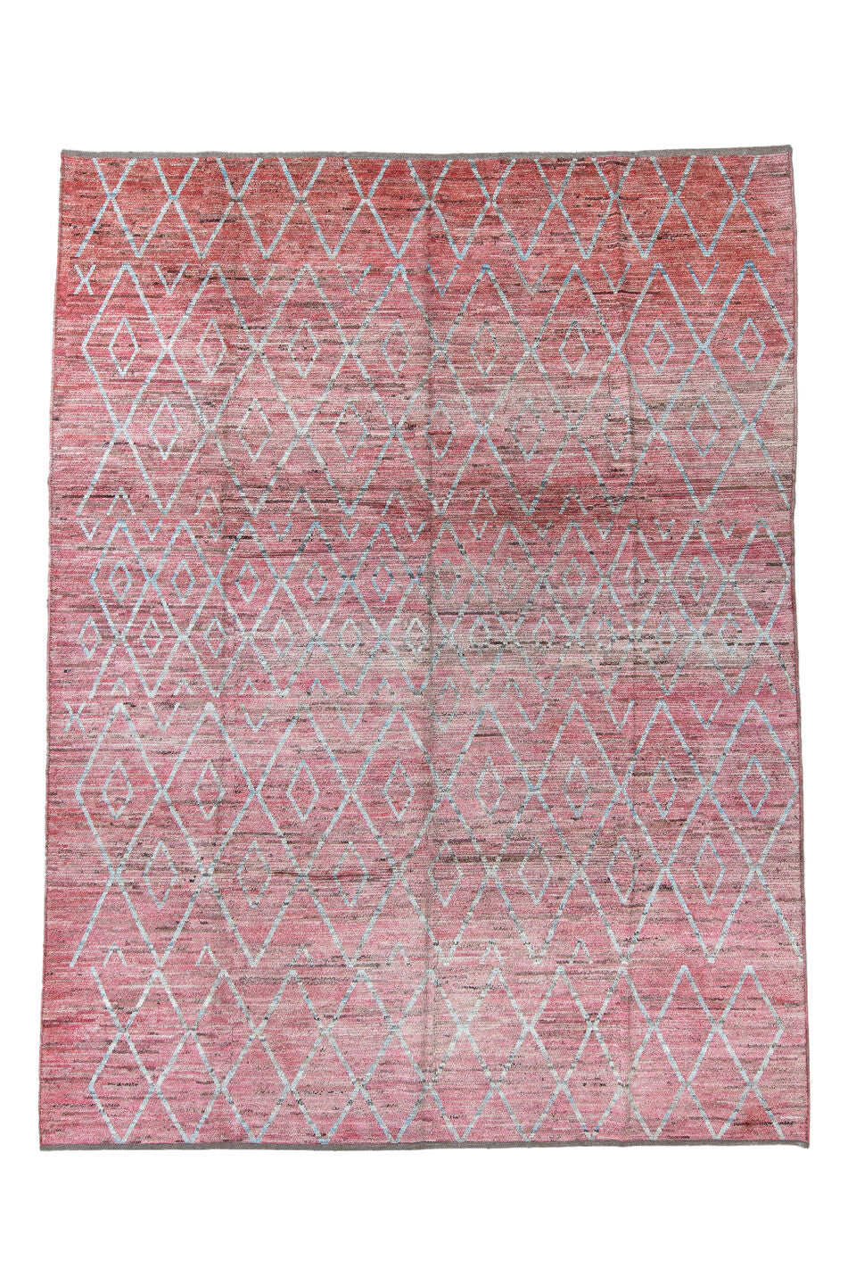 9' x 12' one-of-a-kind handmade vintage Tulu large size rug. Color palette: brown, dark gray, gray, light gray