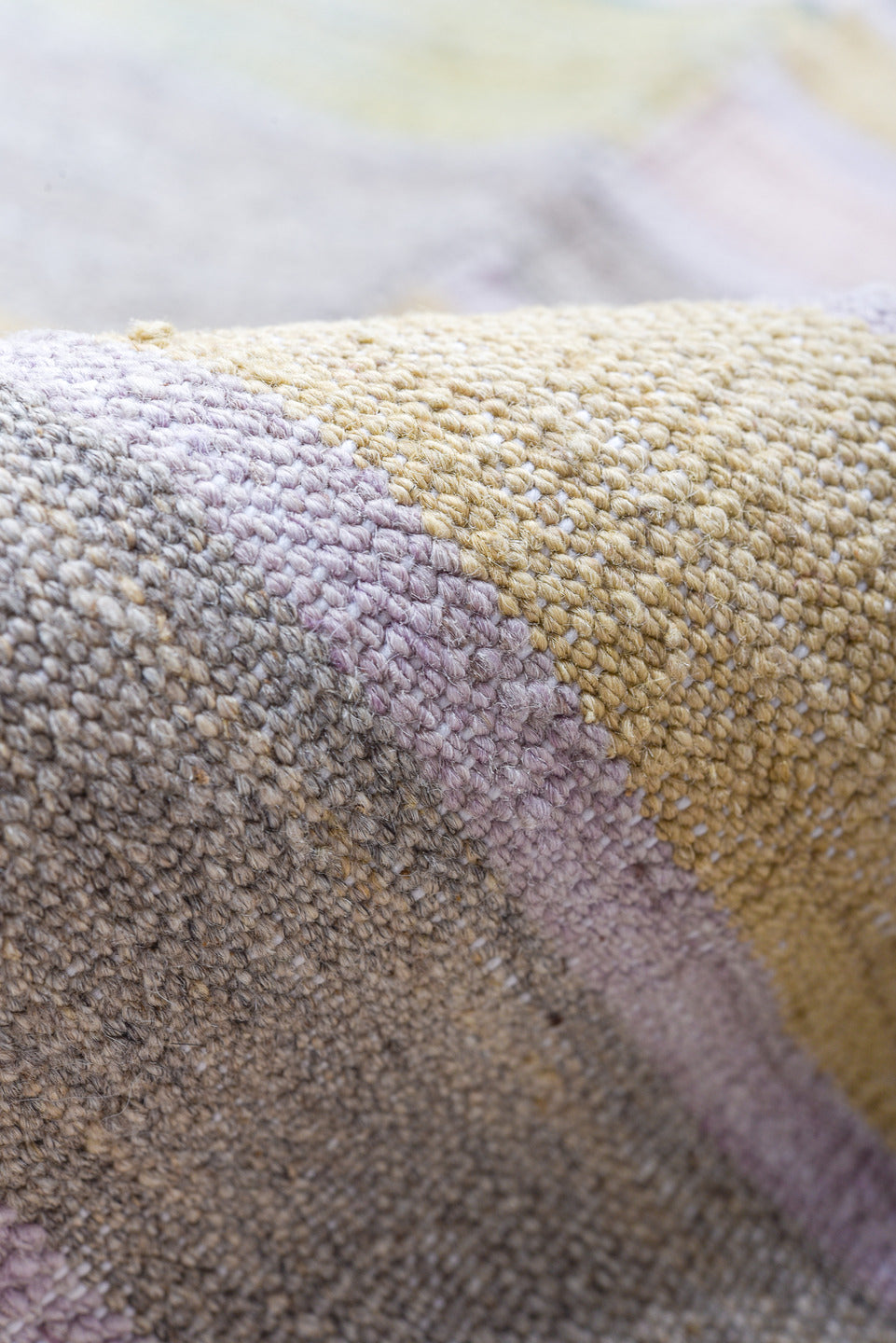 8' x 11' one-of-a-kind handmade vintage Kilim large size rug. Color palette: blush, lavender, sage, sky blue, gold, taupe