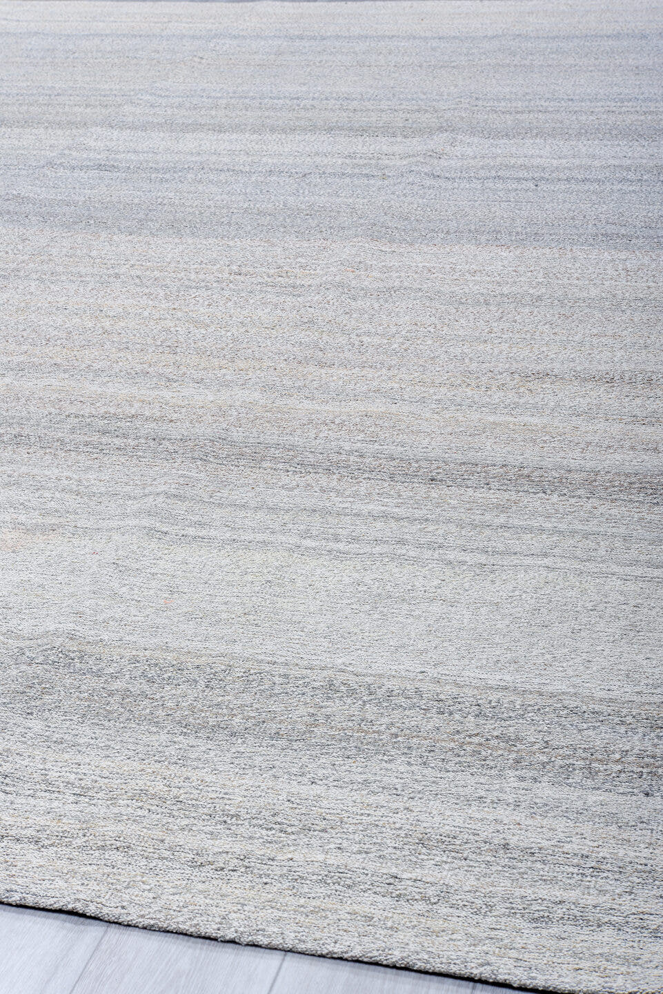 8' x 10' one-of-a-kind handmade vintage Kilim large size rug. Color palette: ivory, light gray, taupe, greige, beige, gray