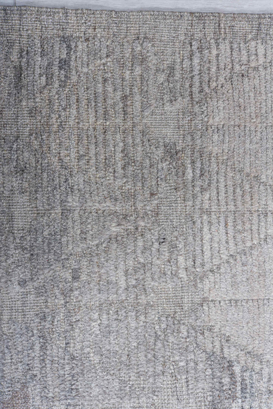 13' x 19' one-of-a-kind handmade vintage Tulu oversize rug. Color palette: ivory, blue gray, taupe, stone, greige, gray