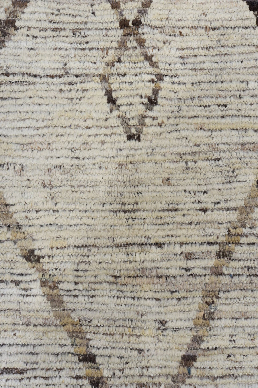 10' x 13' one-of-a-kind handmade vintage Tulu large size rug. Color palette: ivory, taupe, brown, charcoal, cream, beige