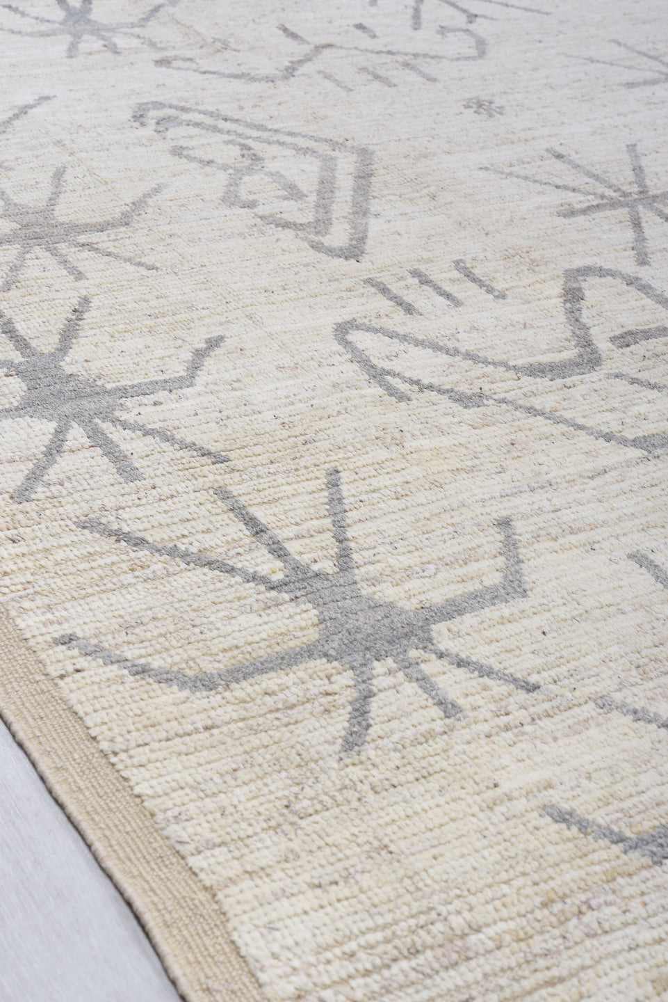 10' x 13' one-of-a-kind handmade vintage Tulu large size rug. Color palette: ivory, gray, taupe, cream, beige