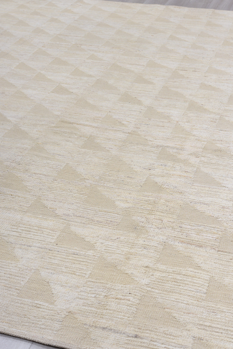 9' x 12' one-of-a-kind handmade vintage Tulu large size rug. Color palette: ivory, cream, beige, taupe, gray