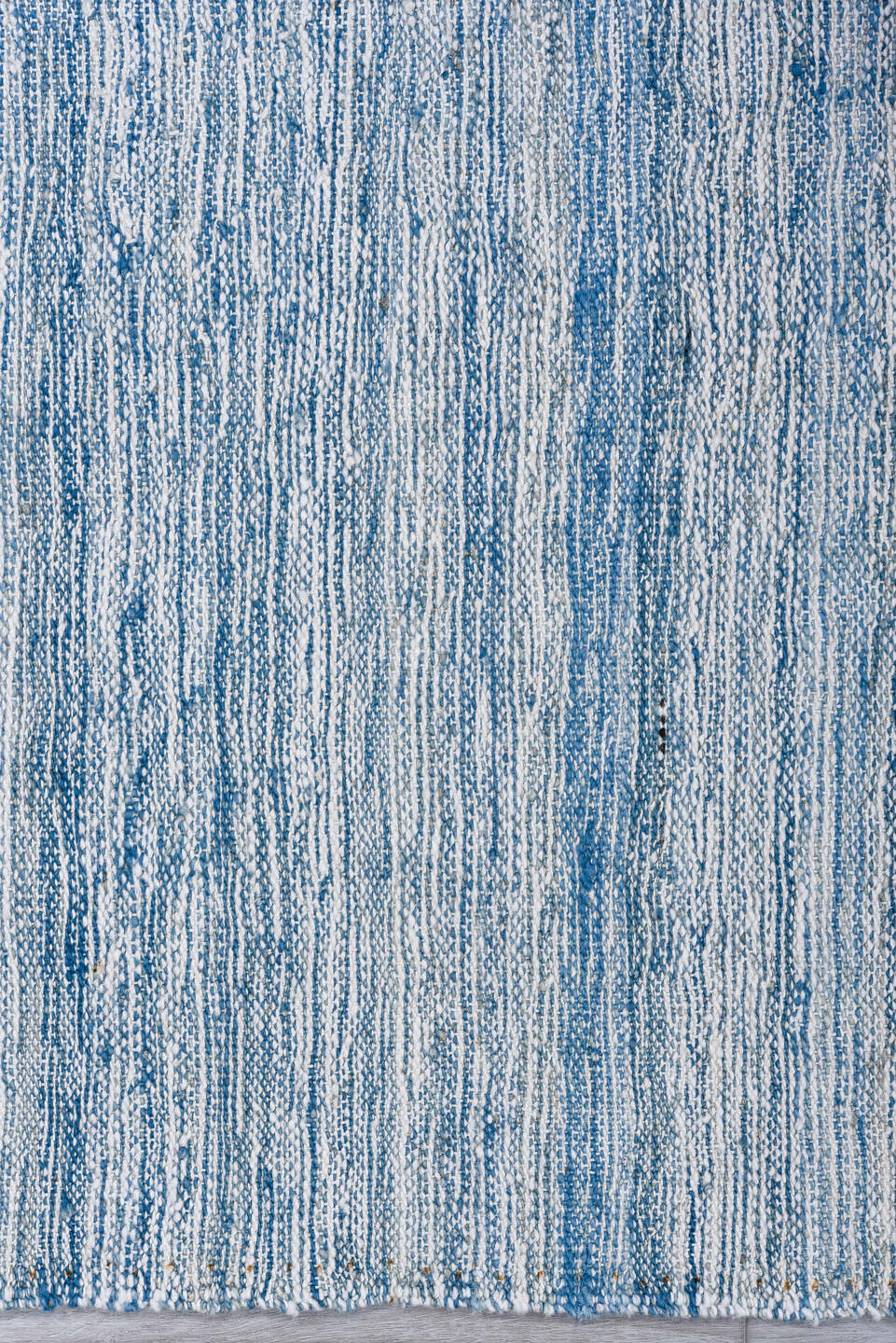 2' x 8' one-of-a-kind handmade vintage Kilim runner rug. Color palette: sky blue, ivory, powder blue, denim blue, light blue