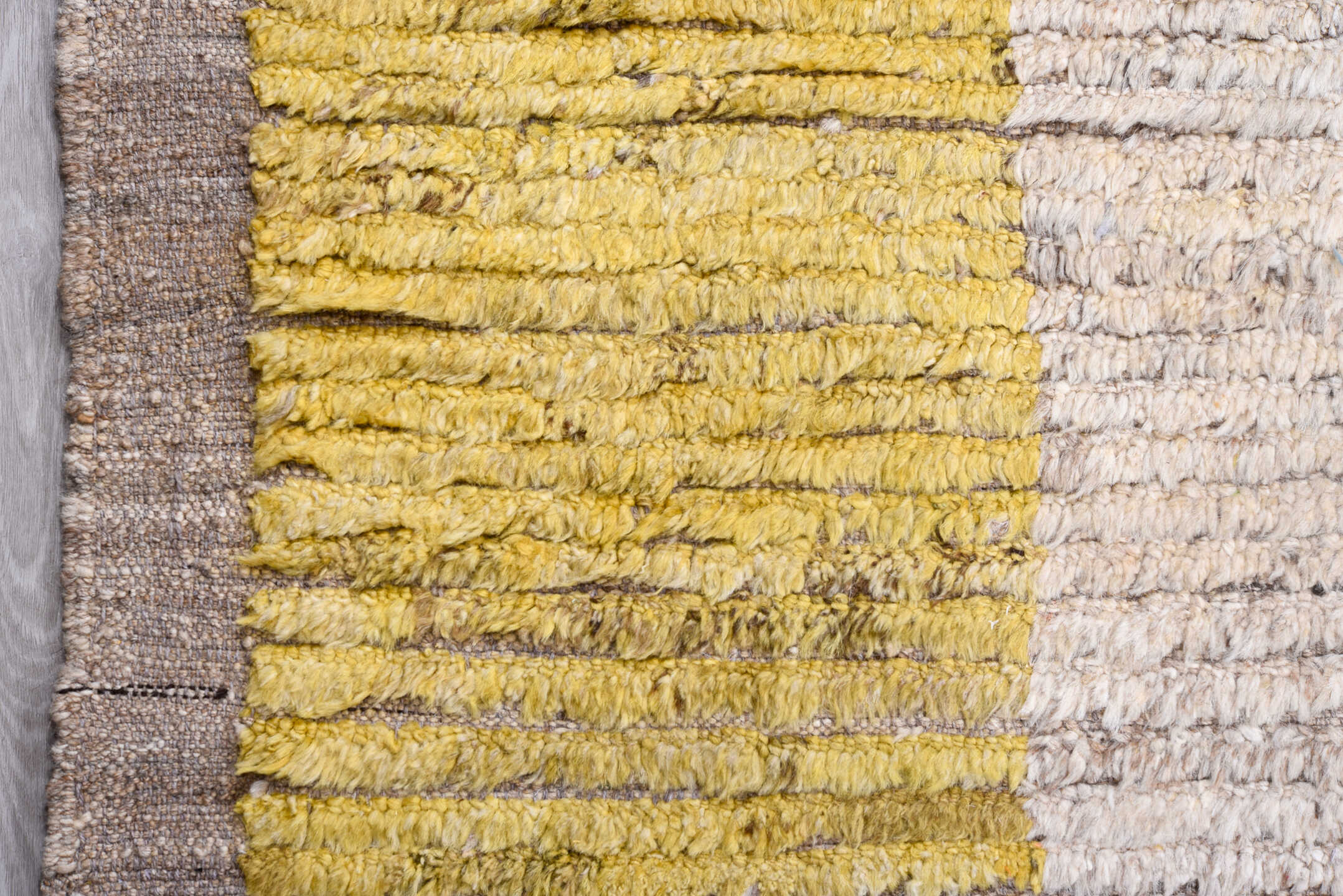 15' x 15' one-of-a-kind handmade vintage Tulu oversize rug. Color palette: ivory, gold, taupe, beige, camel, gray