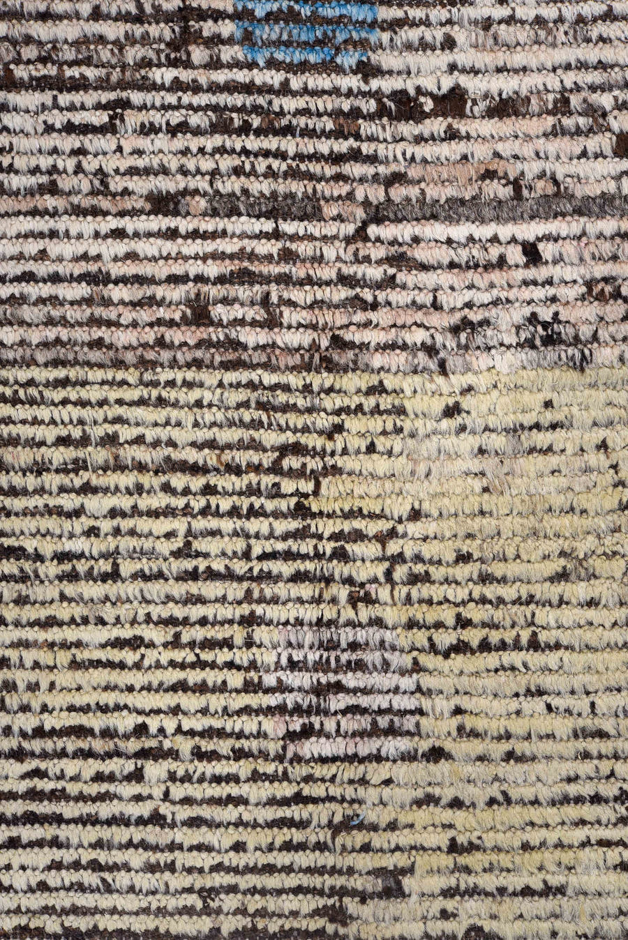 14' x 14' one-of-a-kind handmade vintage Tulu oversize rug. Color palette: ivory, taupe, blush, camel, sky_blue, charcoal