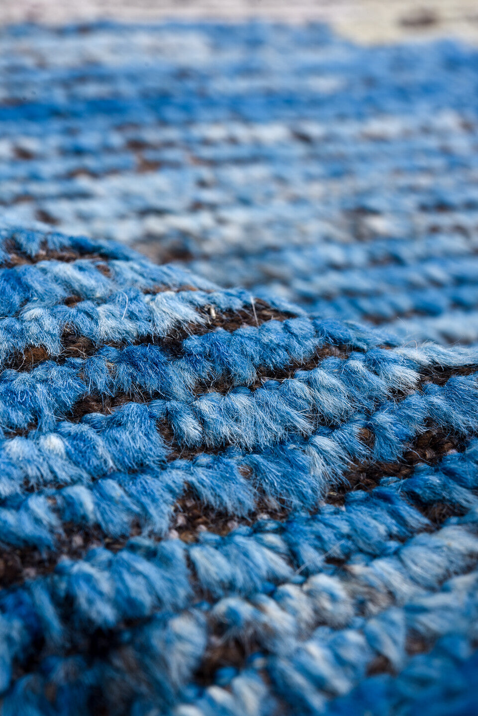 14' x 14' one-of-a-kind handmade vintage Tulu oversize rug. Color palette: ivory, taupe, blush, camel, sky_blue, charcoal