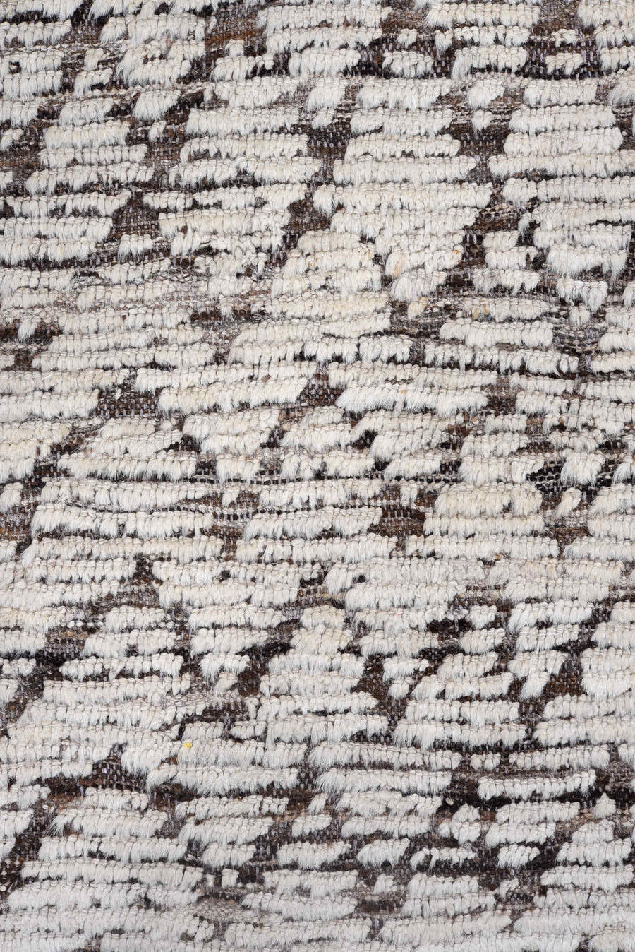 12' x 13' one-of-a-kind handmade vintage Tulu oversize rug. Color palette: ivory, brown, taupe, charcoal, beige, gray, black