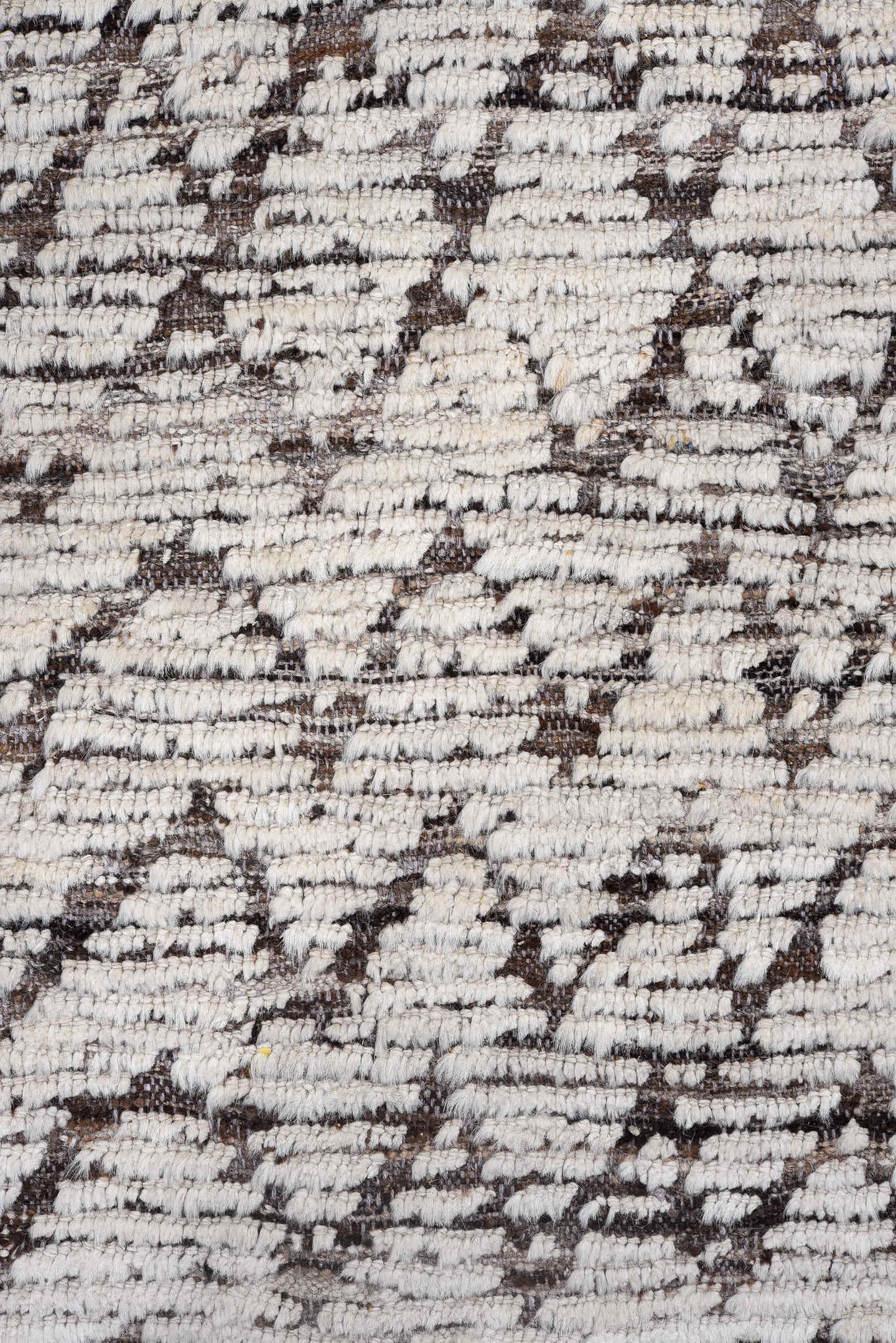12' x 13' one-of-a-kind handmade vintage Tulu oversize rug. Color palette: ivory, brown, taupe, charcoal, beige, gray, black