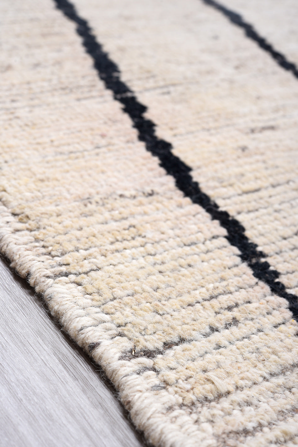 12' x 15' one-of-a-kind handmade vintage Tulu oversize rug. Color palette: ivory, charcoal, black, gray