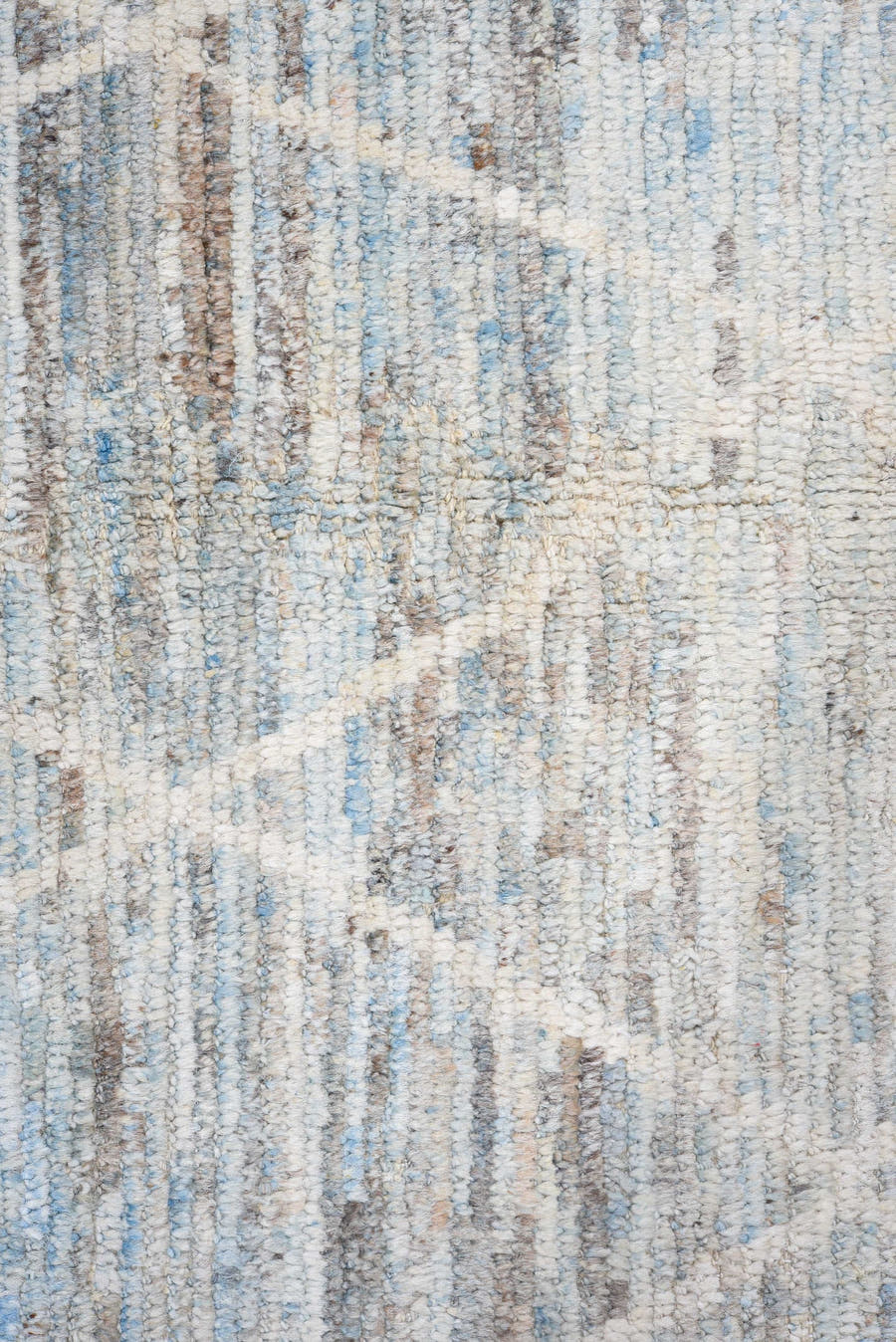 3' x 10' one-of-a-kind handmade vintage Tulu runner rug. Color palette: light blue, ivory, gray, taupe, charcoal, beige