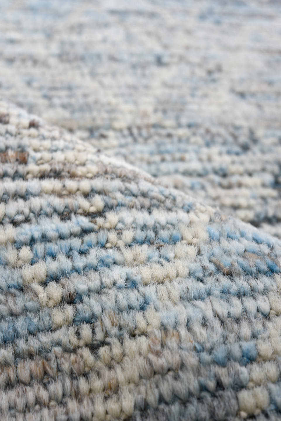 3' x 16' one-of-a-kind handmade vintage Tulu runner rug. Color palette: gray, blue, ivory, charcoal, black