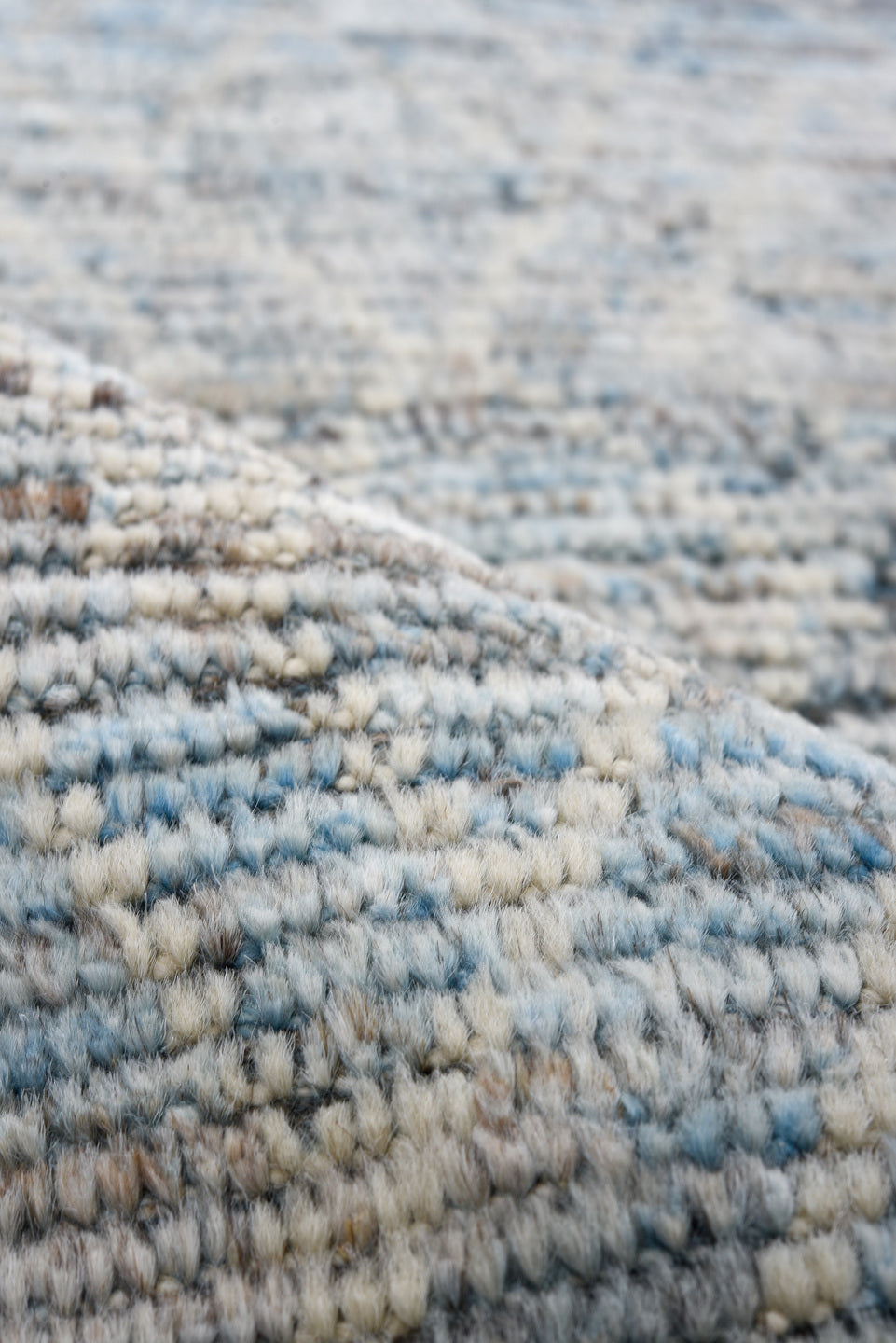 3' x 16' one-of-a-kind handmade vintage Tulu runner rug. Color palette: gray, blue, ivory, charcoal, black