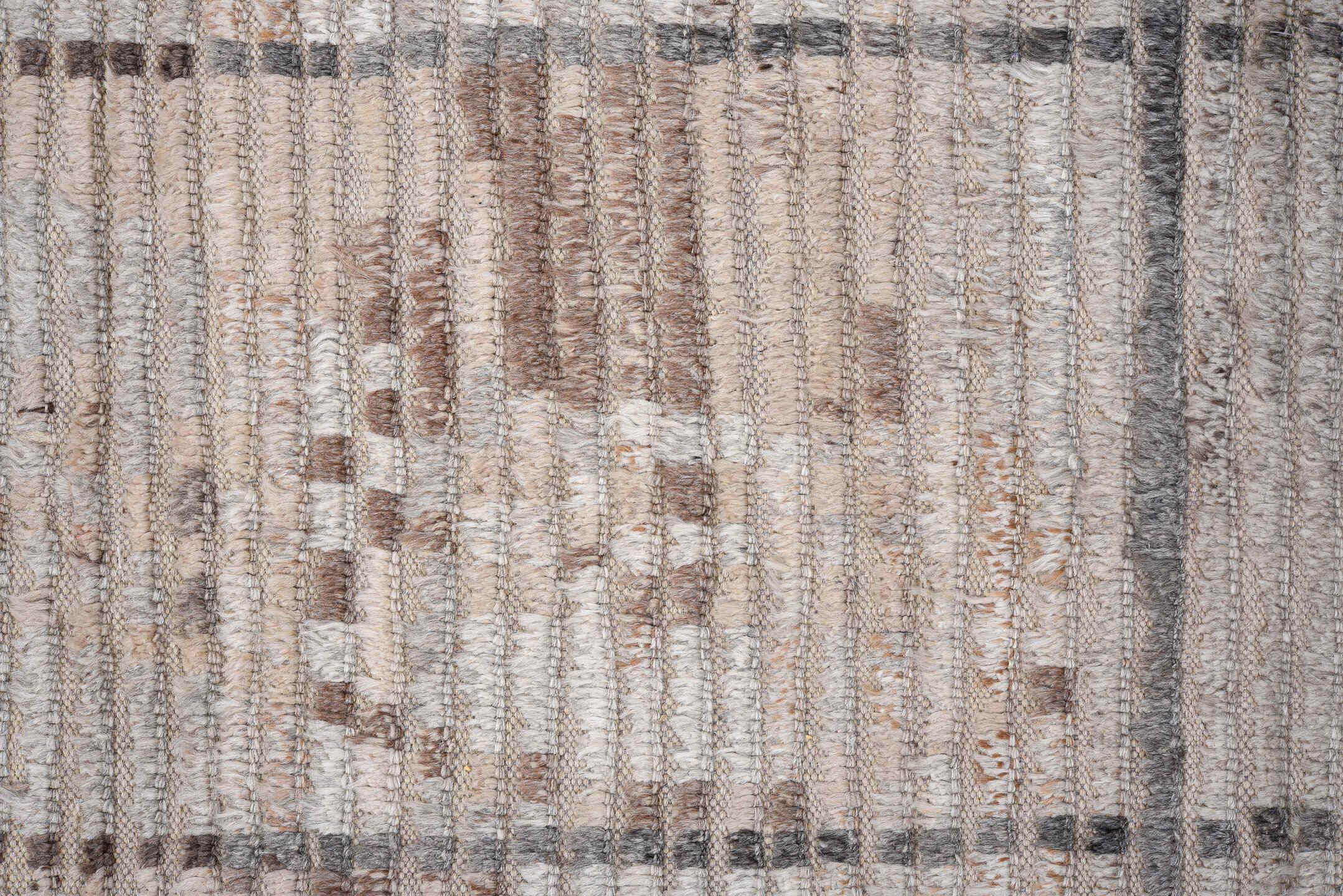 3' x 12' one-of-a-kind handmade vintage Tulu runner rug. Color palette: black, dark gray, gray, light gray, off-white, pink