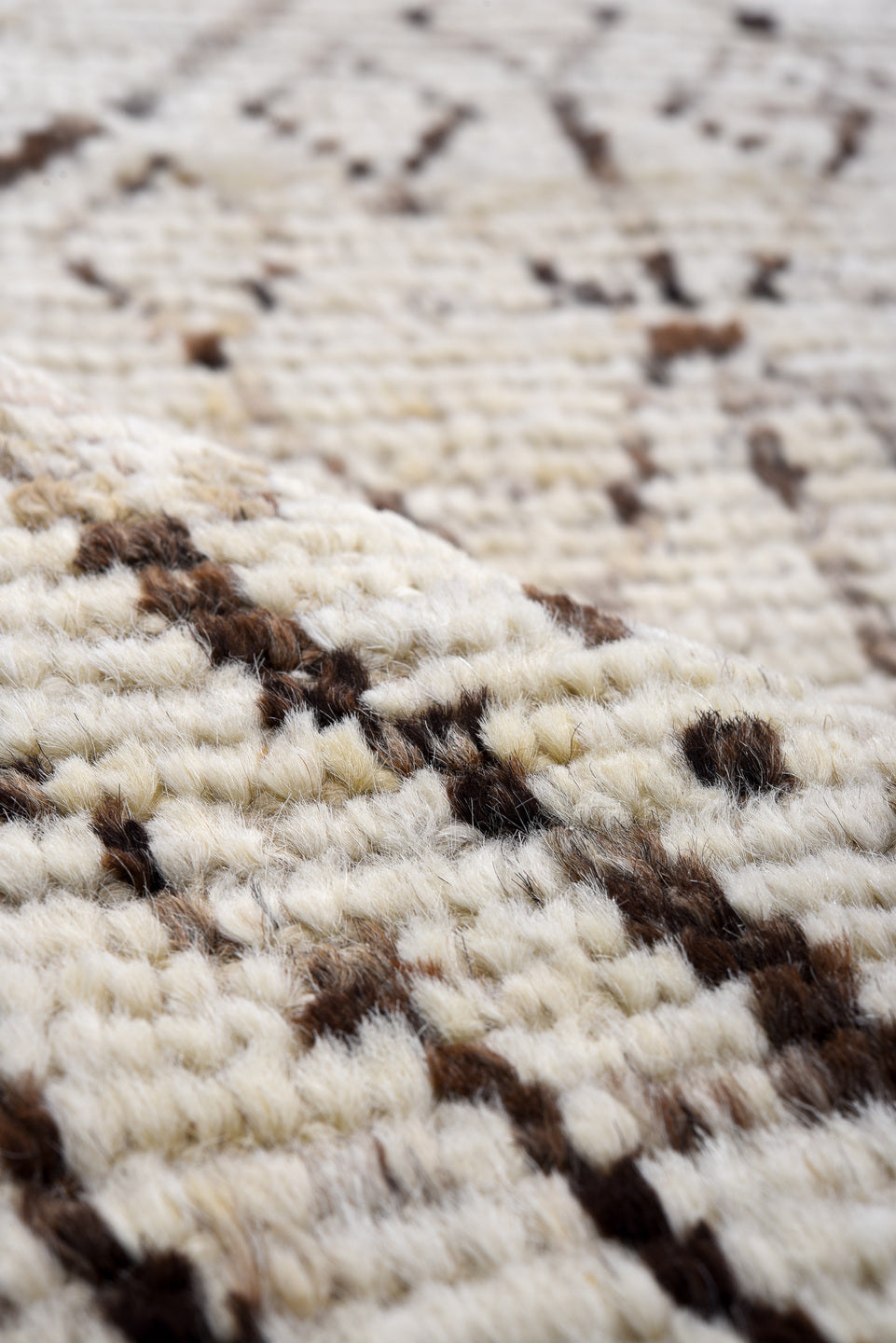 4' x 16' one-of-a-kind handmade vintage Tulu runner rug. Color palette: ivory, taupe, charcoal, brown, slate, beige, gray