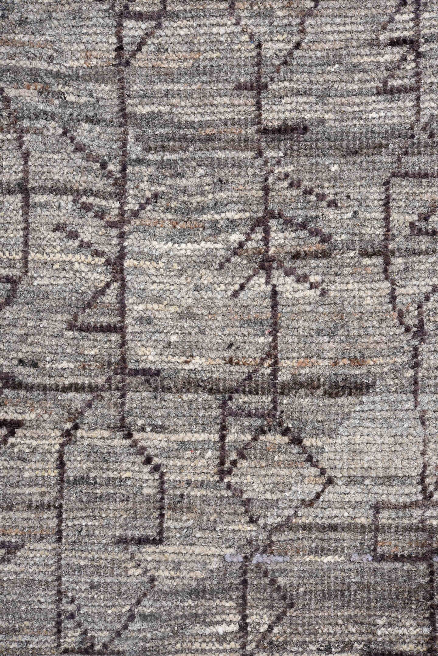 3' x 19' one-of-a-kind handmade vintage Tulu runner rug. Color palette: gray, charcoal, taupe, rose, black, beige, pink, red