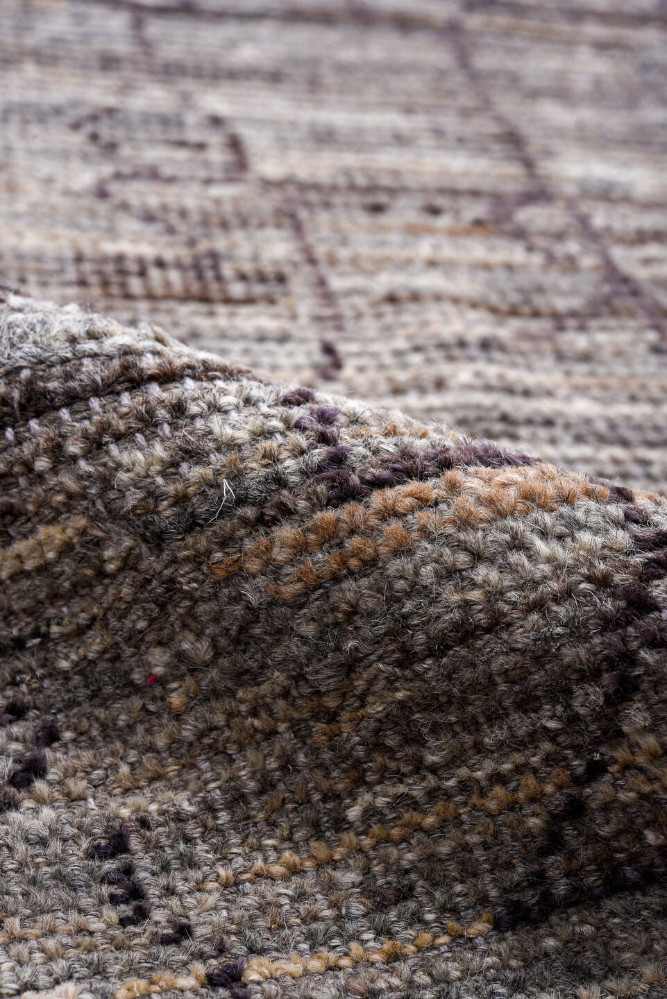 3' x 19' one-of-a-kind handmade vintage Tulu runner rug. Color palette: gray, charcoal, taupe, rose, black, beige, pink, red